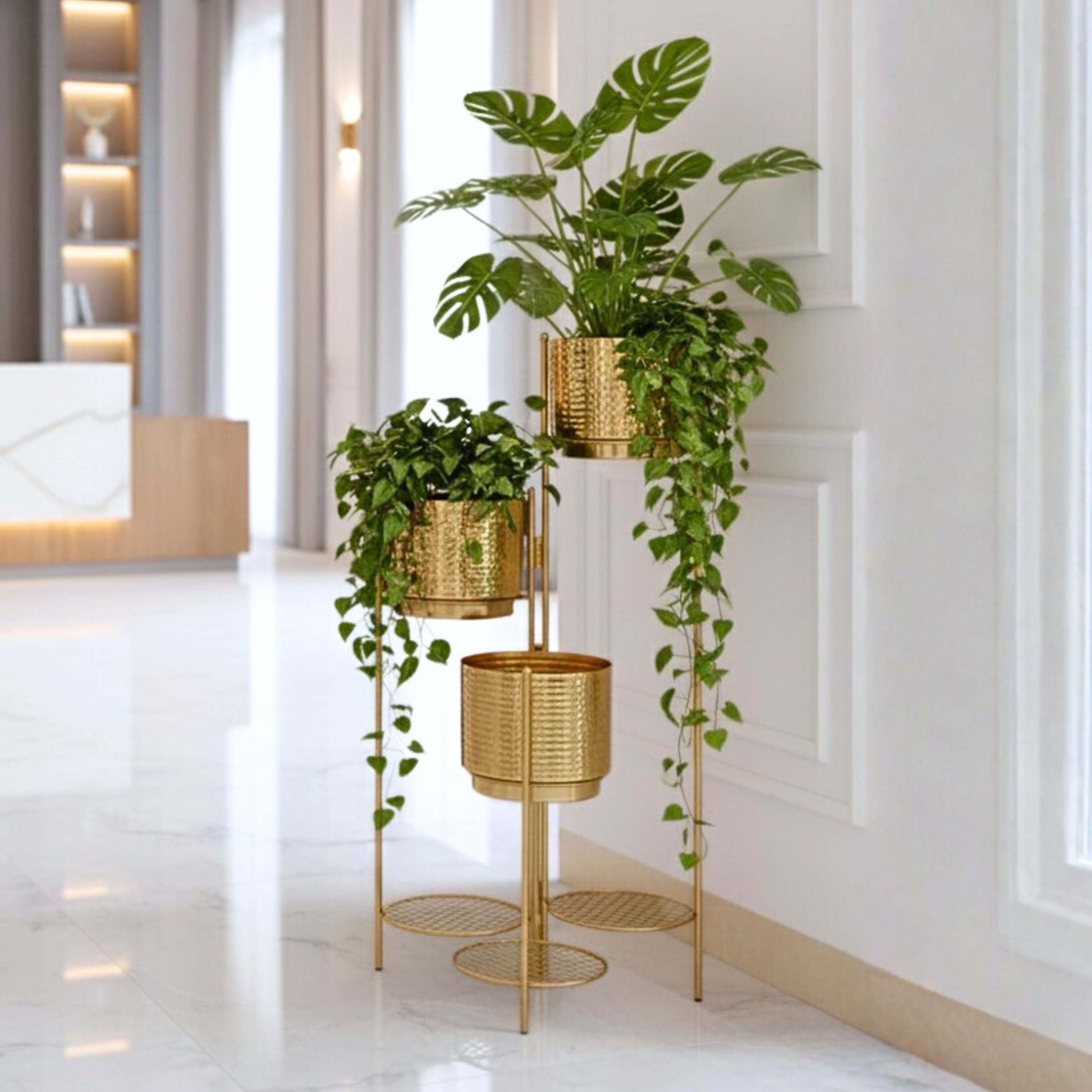3-Tier Folding plant stand, Gold (Planter Only) – Behoma