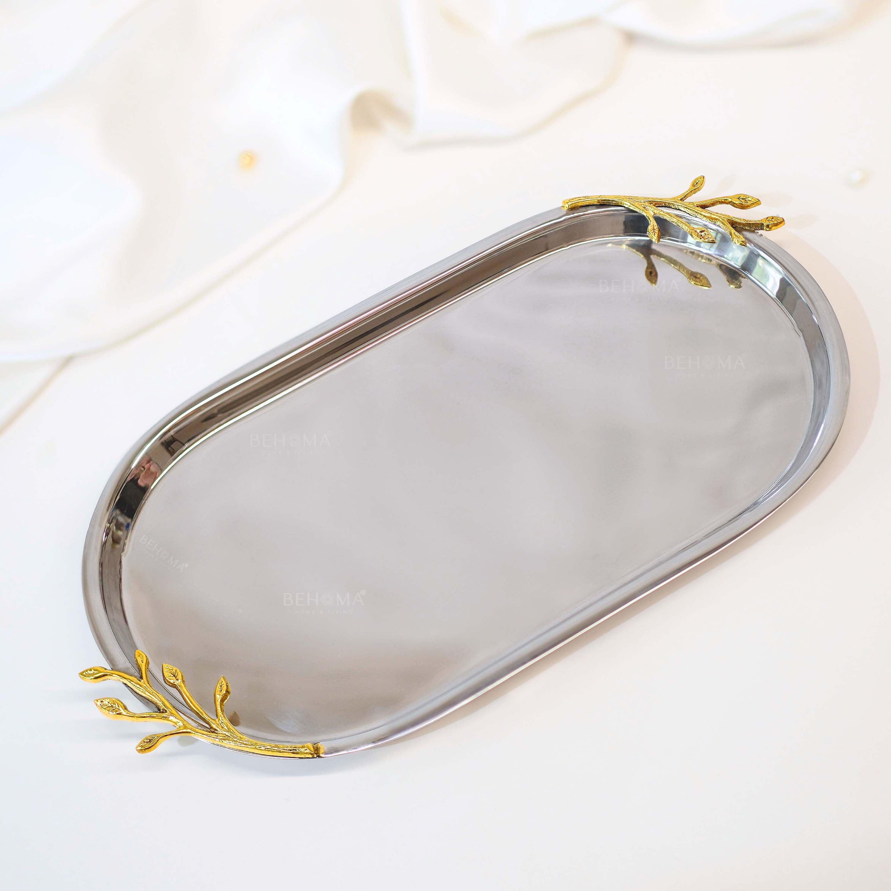 SS Tray with Brass Branch