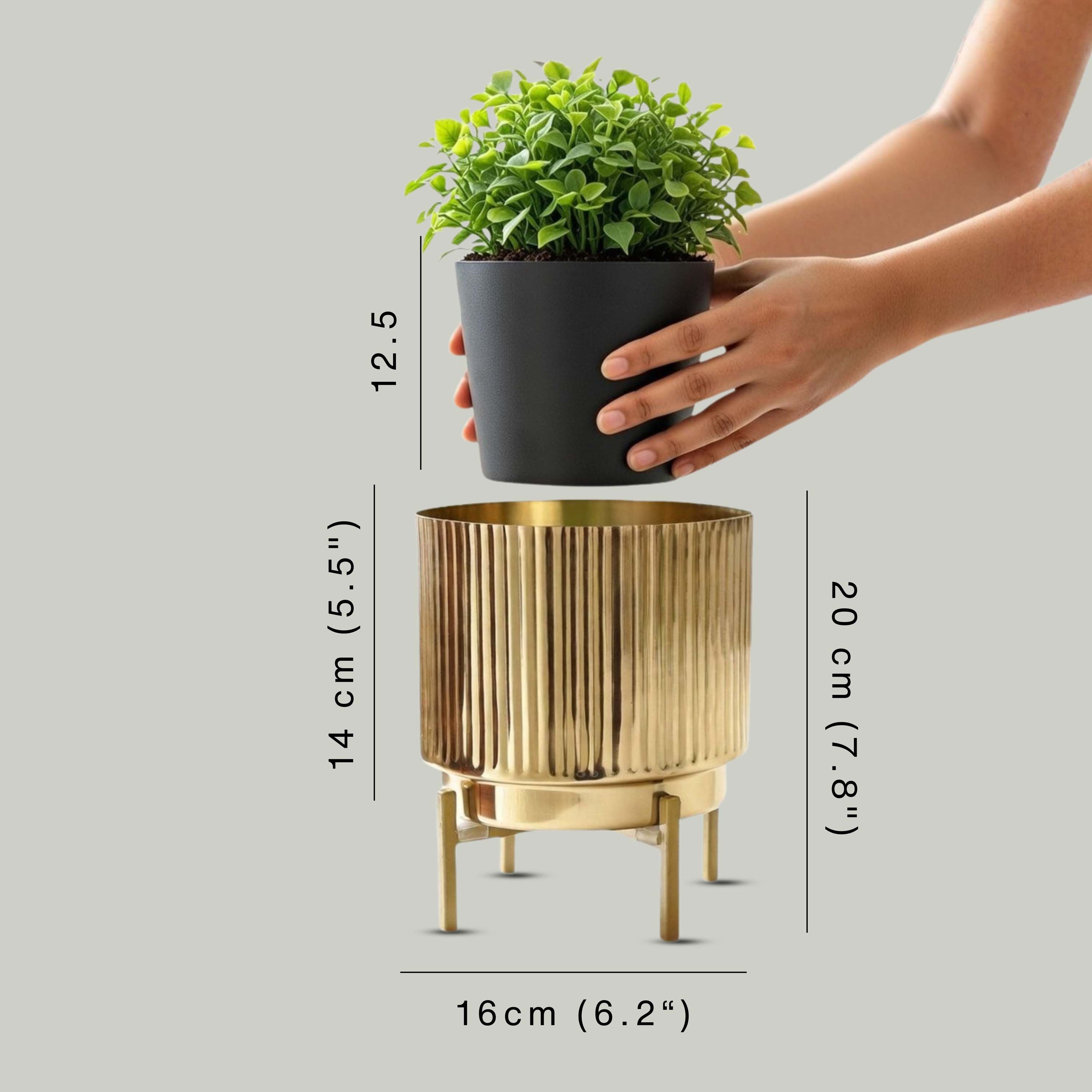 Fluted Metal Planter, Small (Planter Only)
