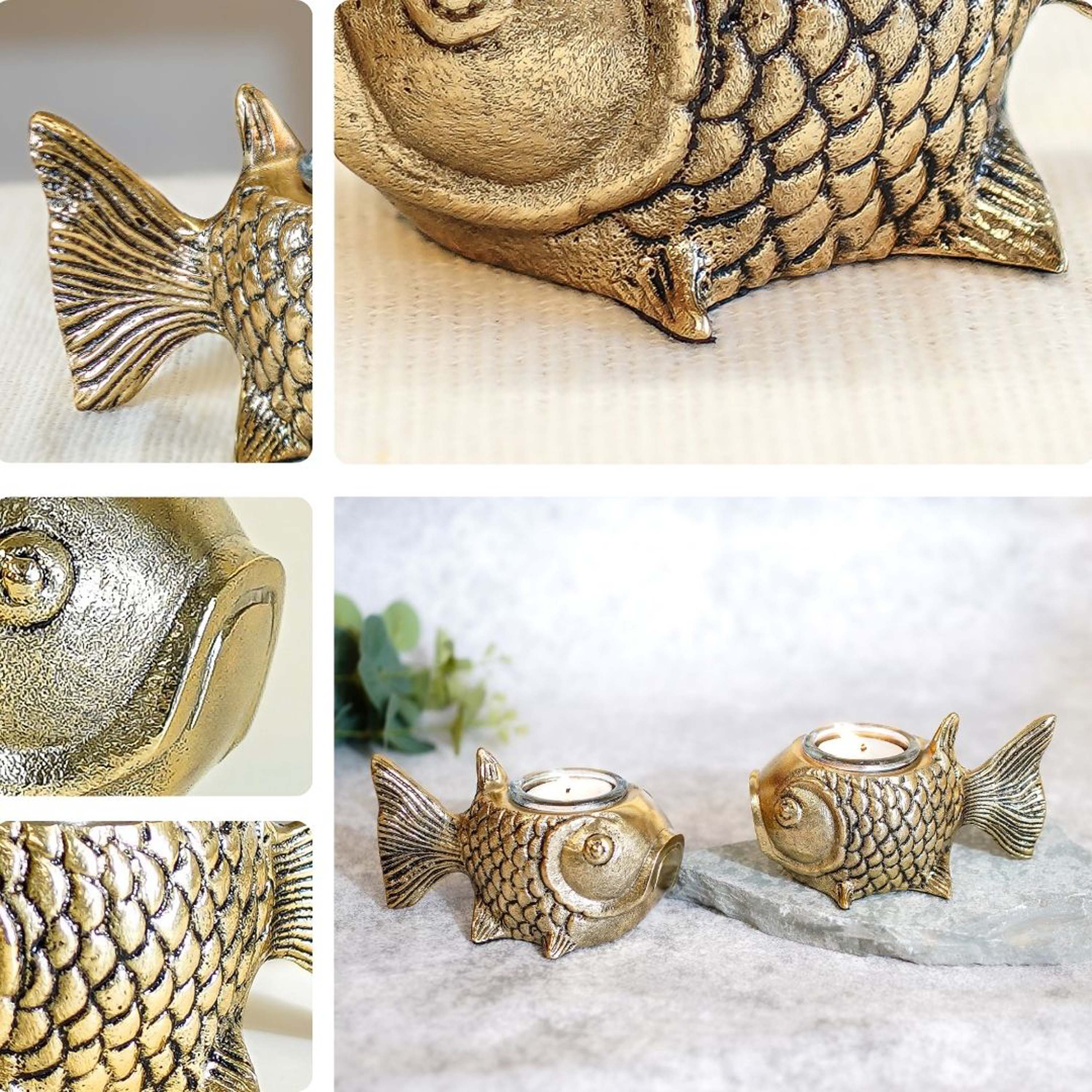 Metal Fish Candle Holder, Set