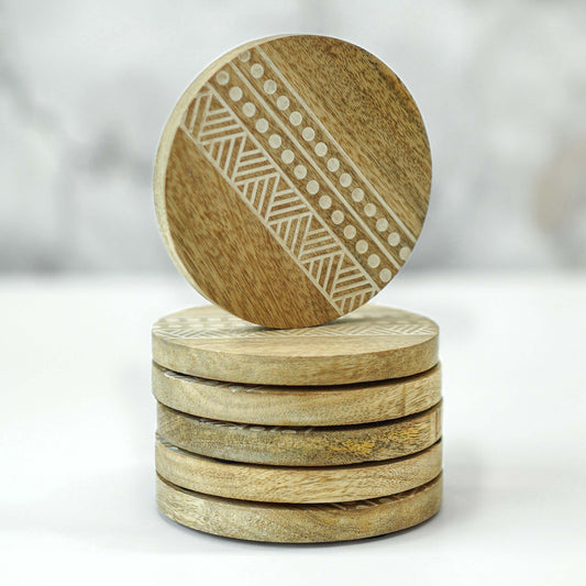 Boho Stripe Handcrafted Coaster, Set of 6
