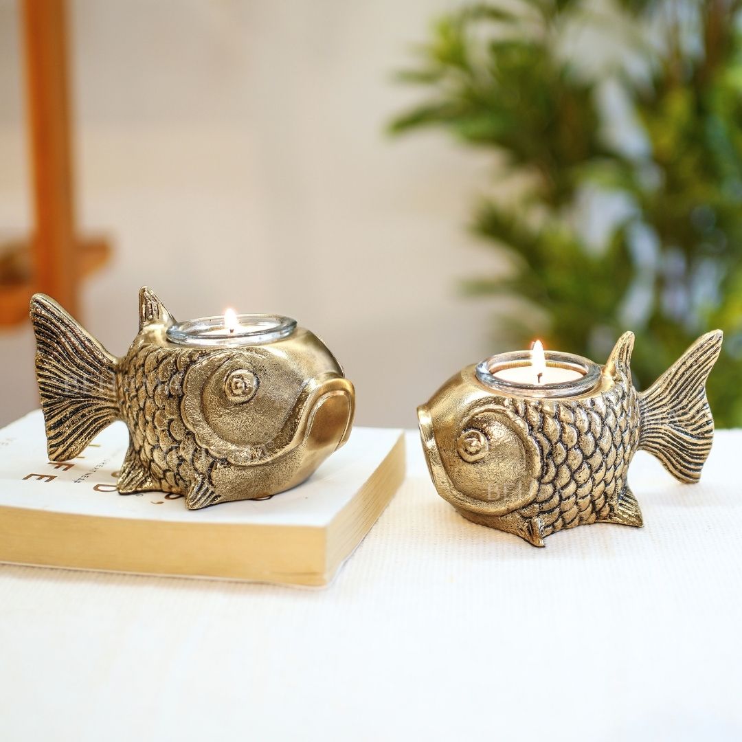 Metal Fish Candle Holder, Set