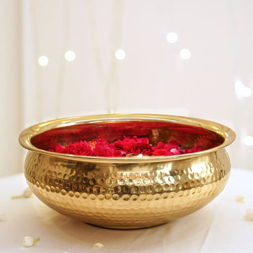 Classic Metal Hammered Urli, Gold