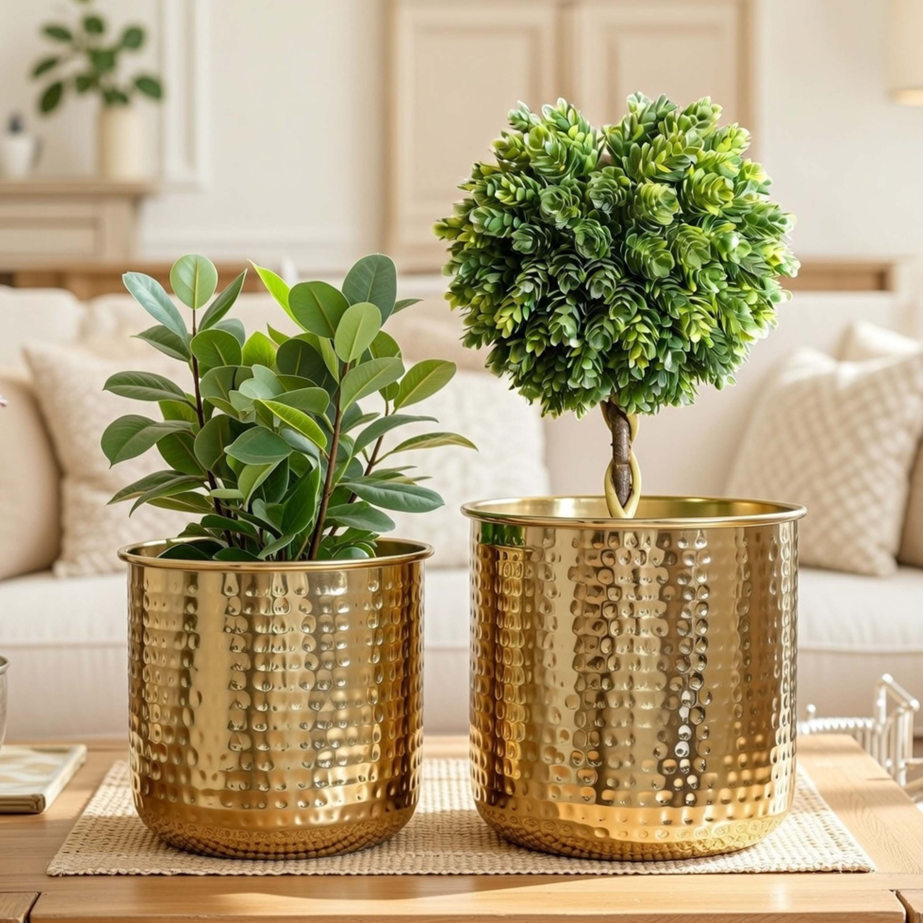 Hammered Metal Planter, Set (Pot Only)