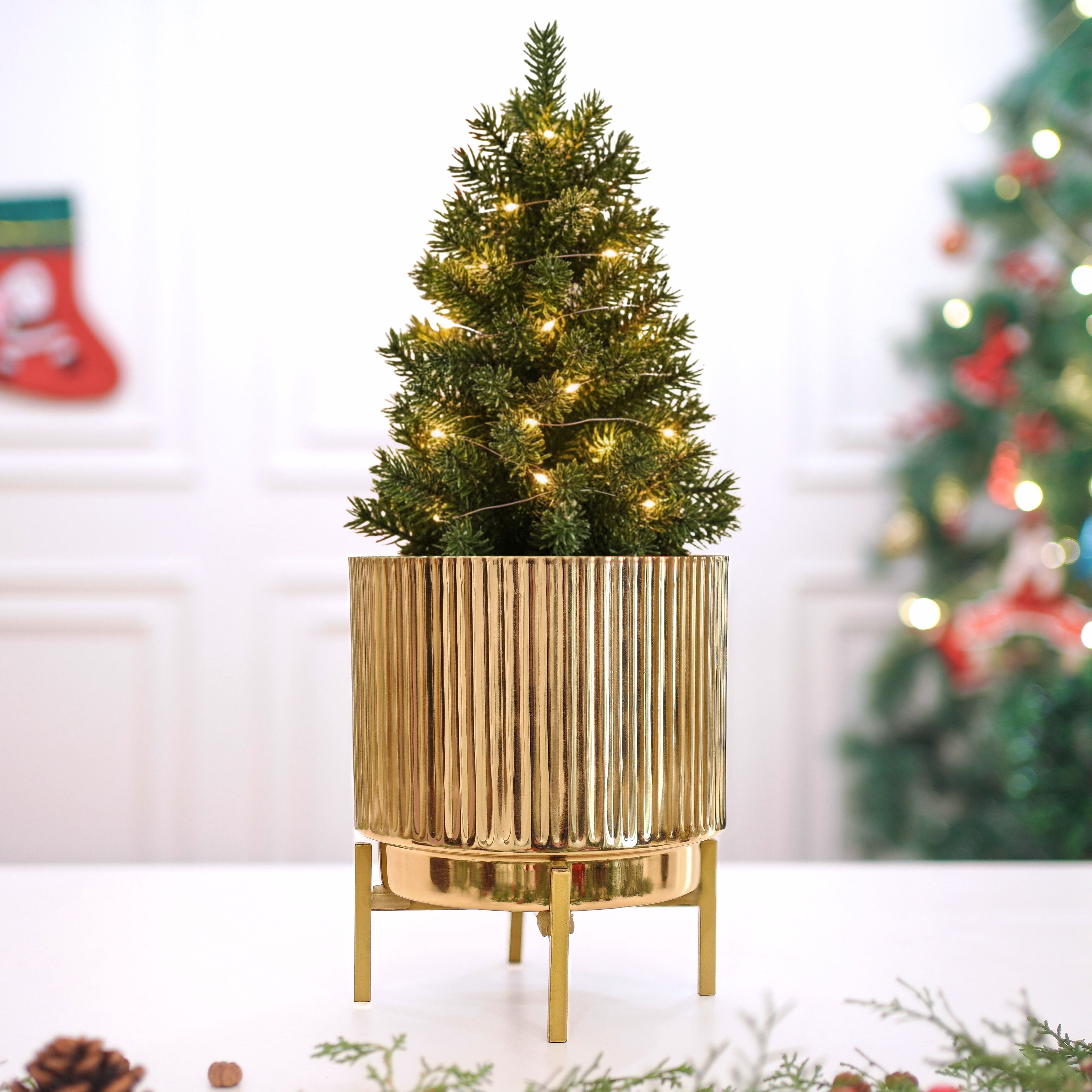 Fluted Metal Planter, Large (Planter Only)