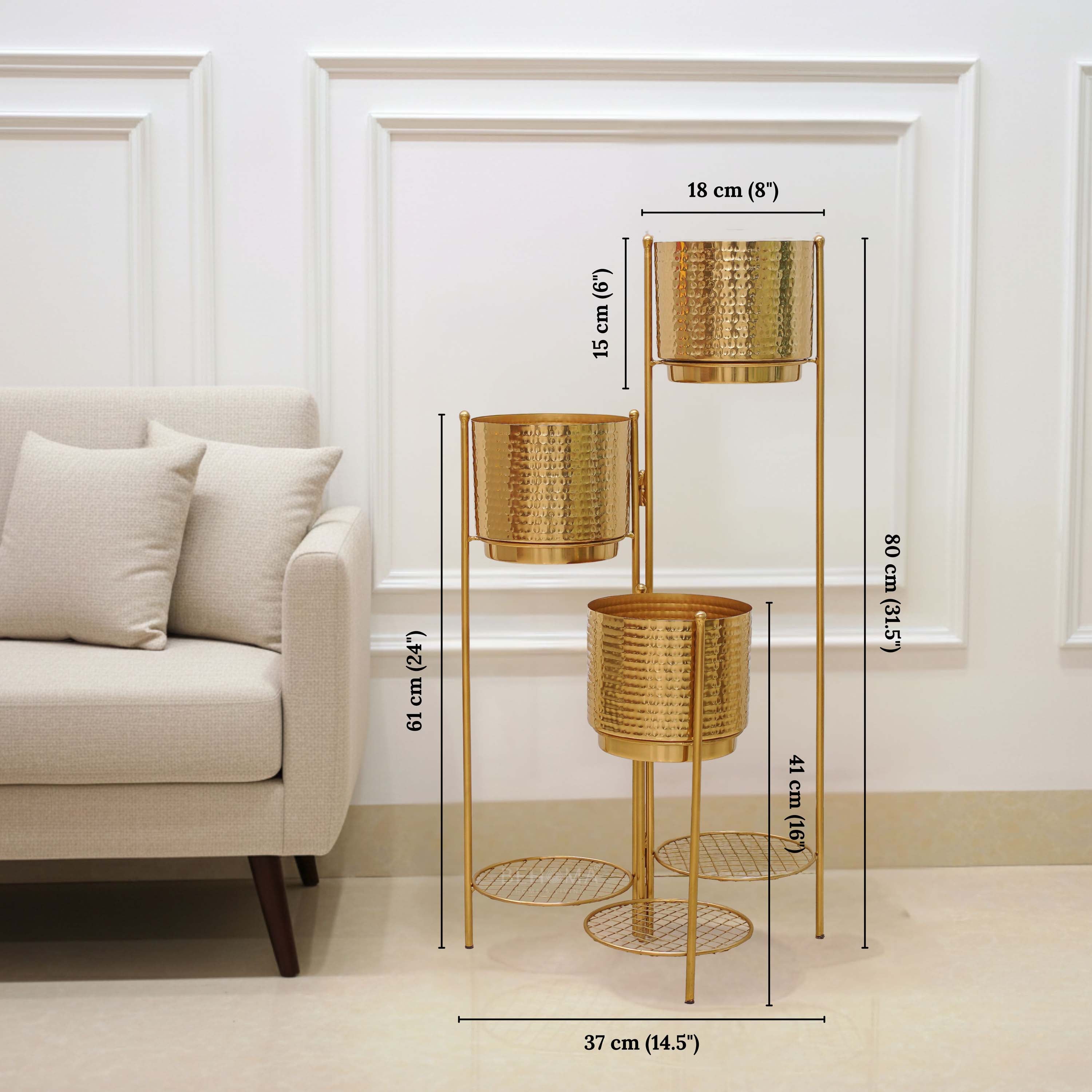 3-Tier Folding plant stand, Gold (Planter Only)
