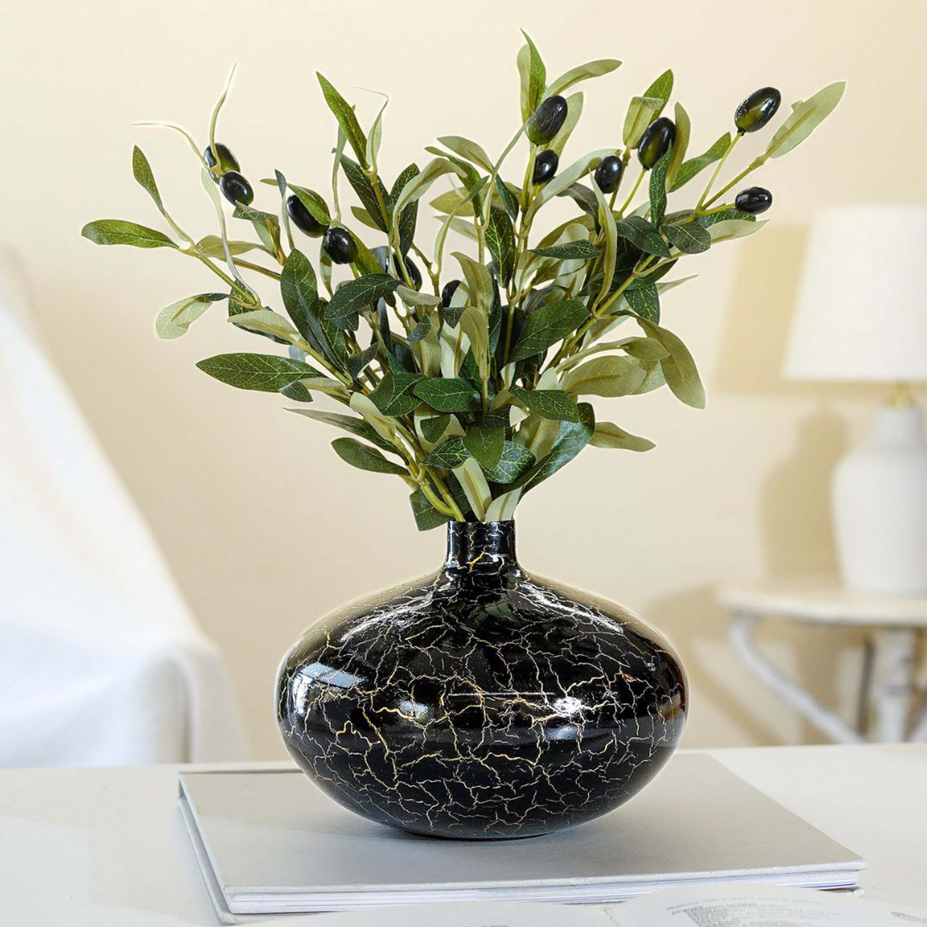 Metal Flower Vase | Black Crackled