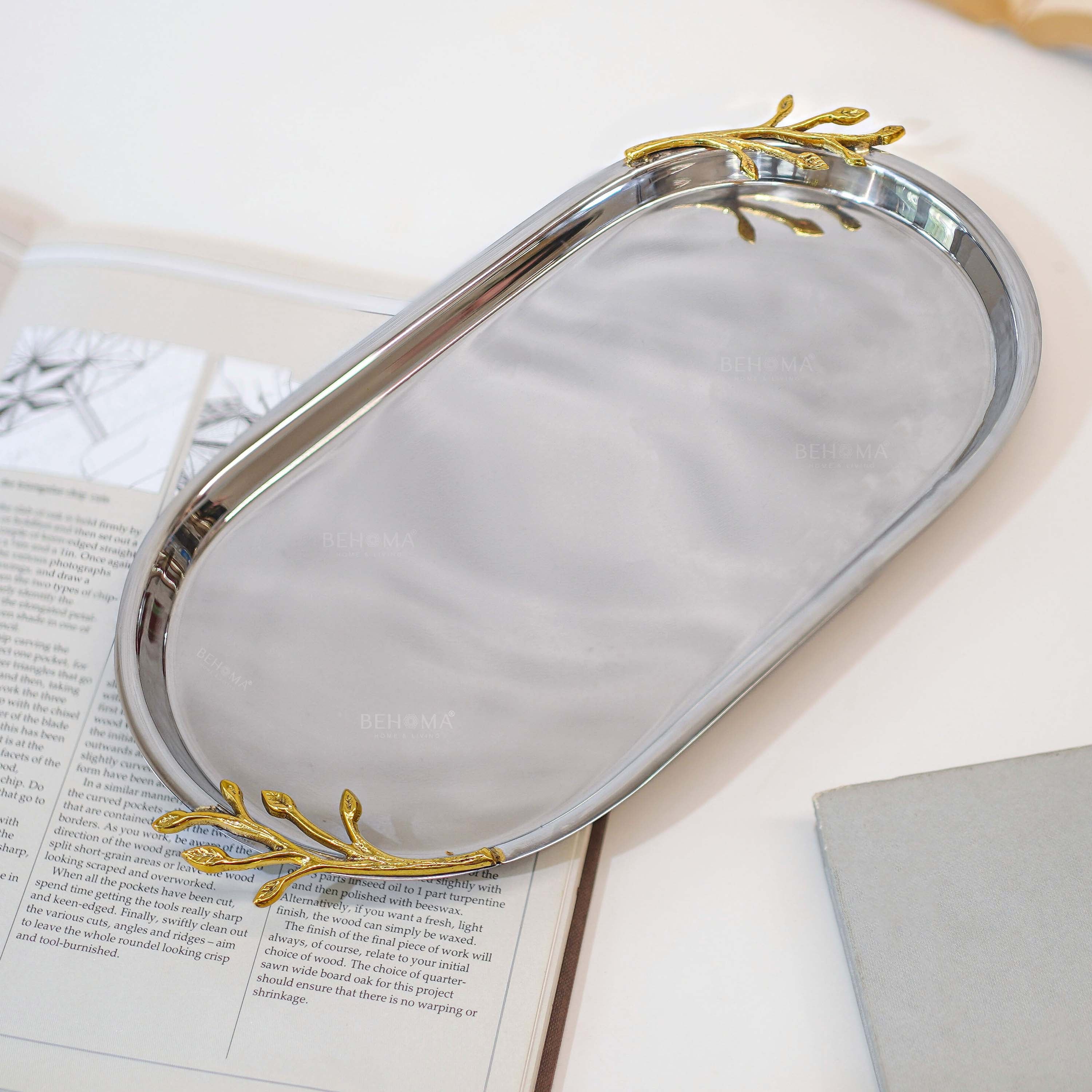 SS Tray with Brass Branch