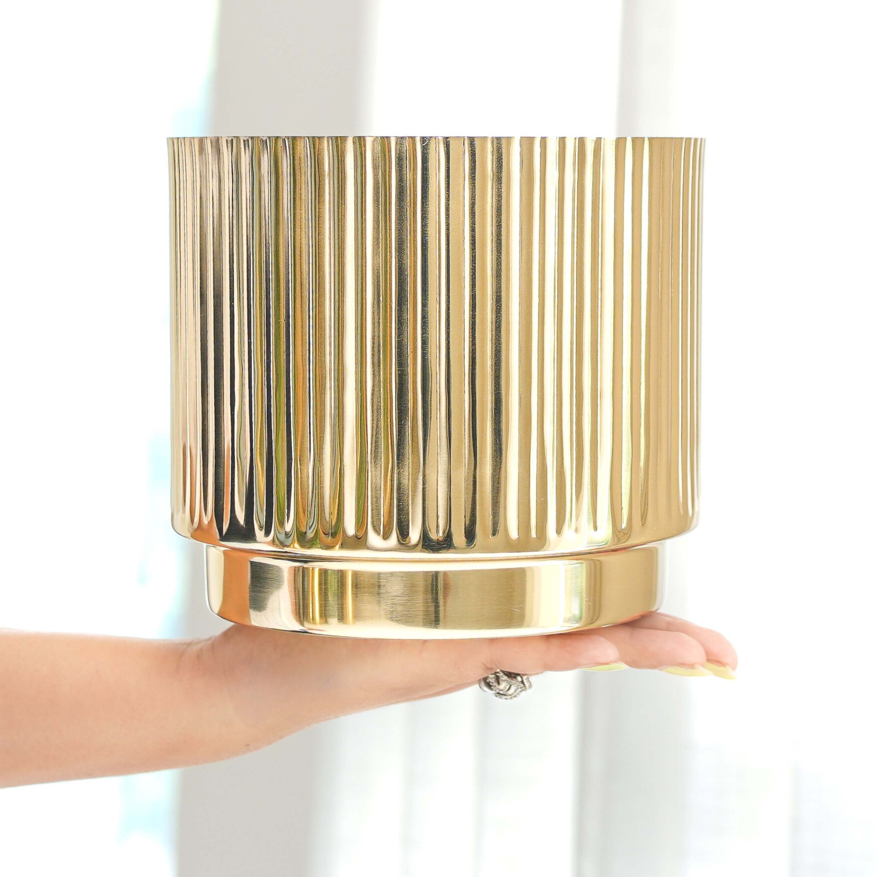 Fluted Metal Planter, Large (Planter Only)