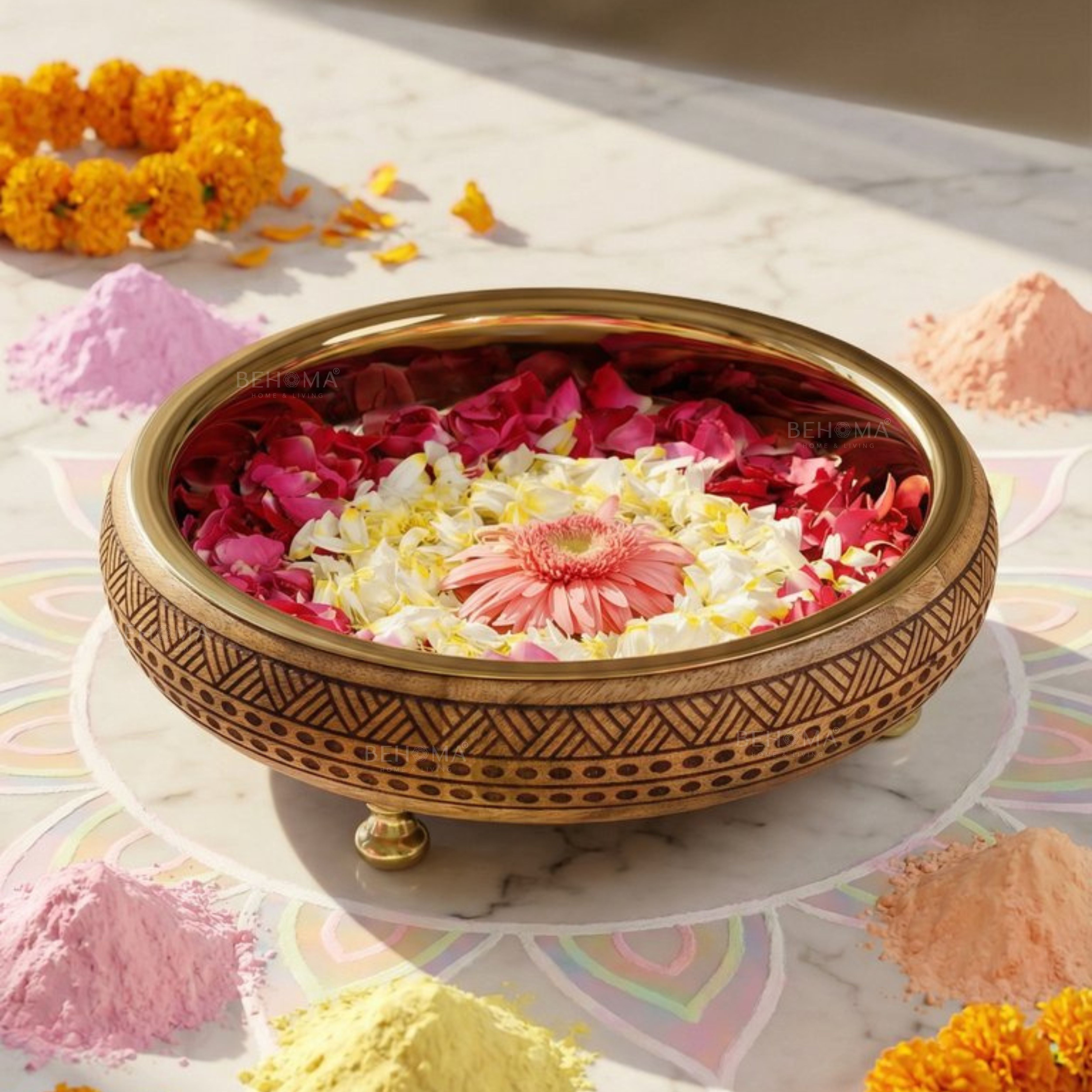 Heritage Charm Urli, Wood & SS