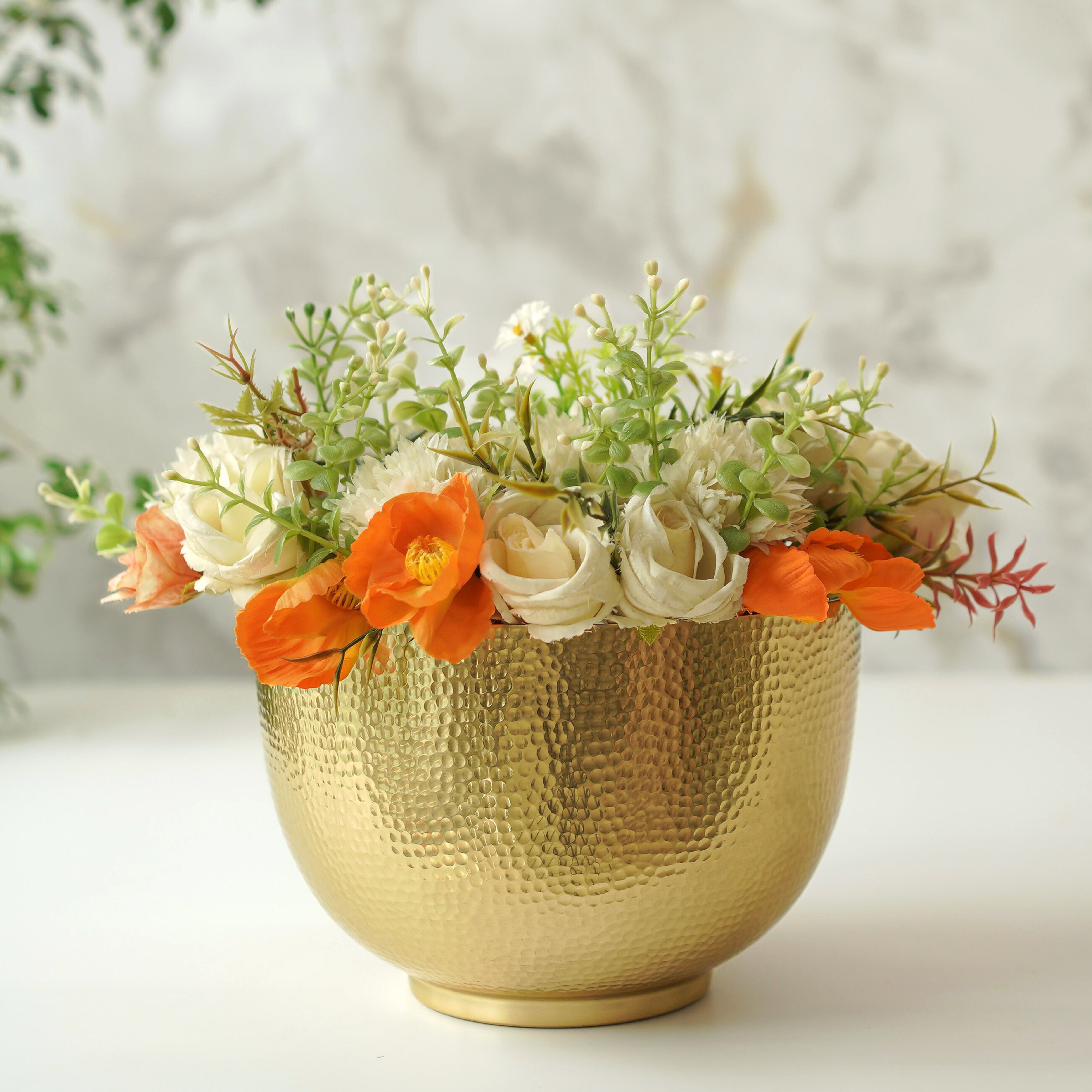 Elegant Bowl Metal Flower Vase