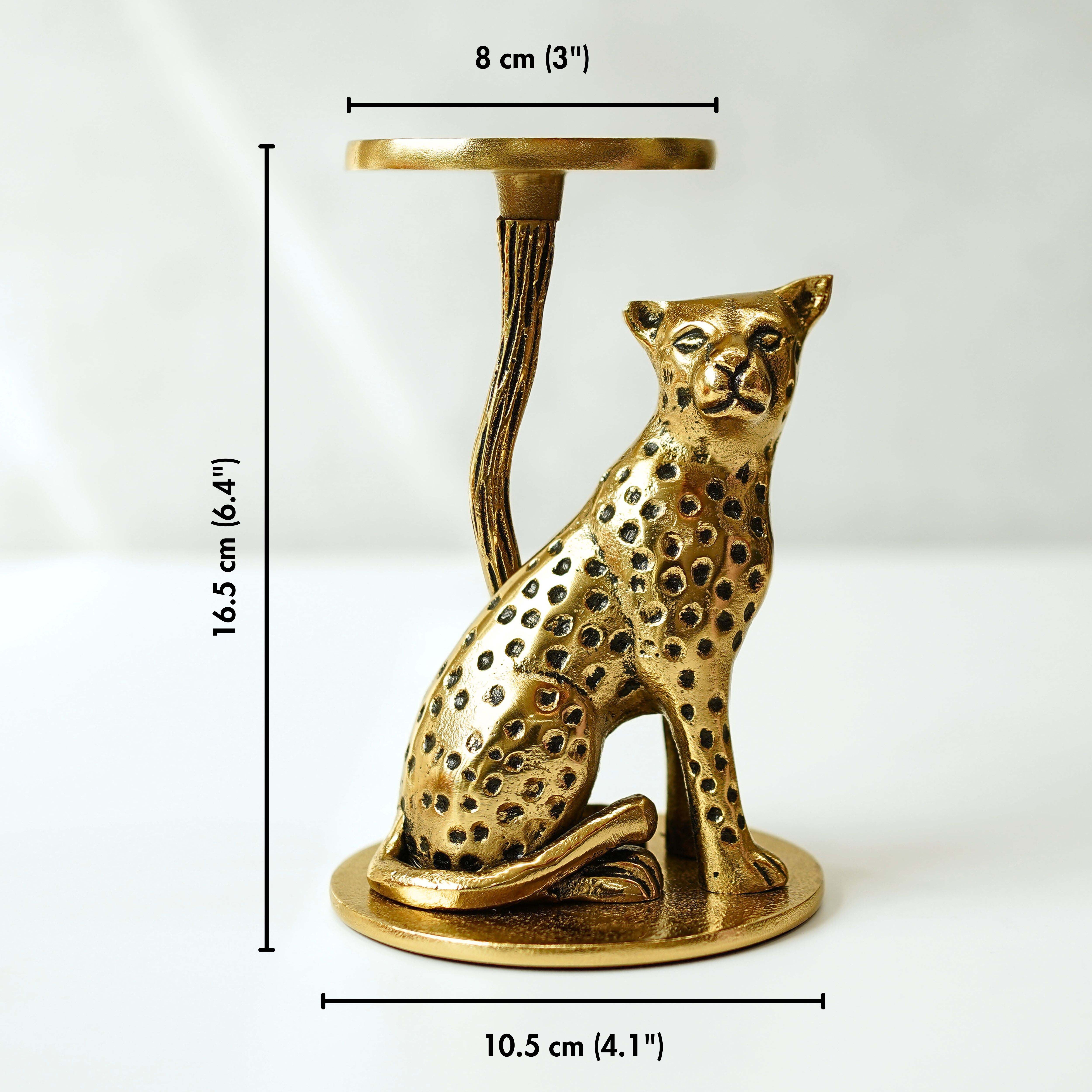 Golden Jaguar Candle Holder