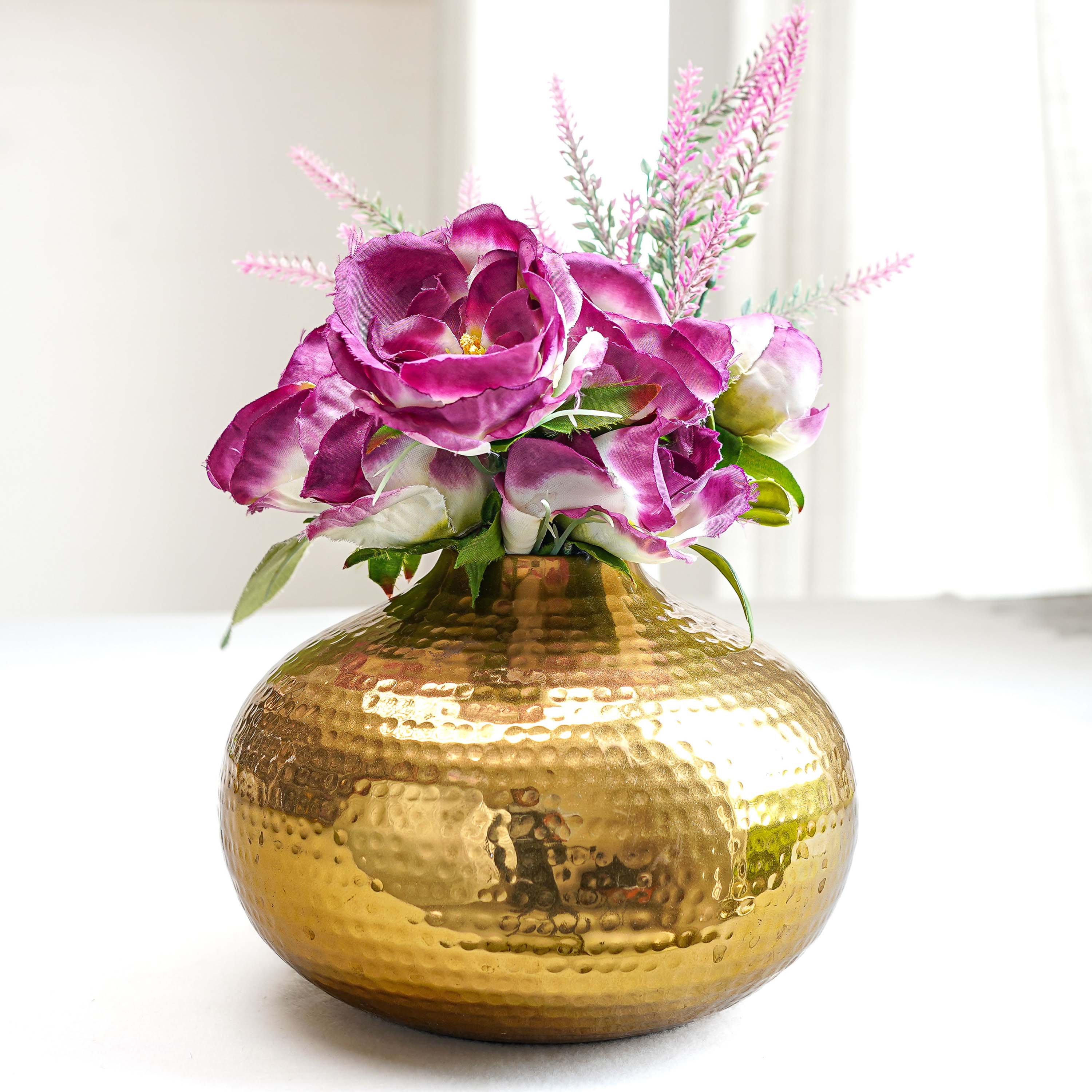 Hammered Metal Flower Vase