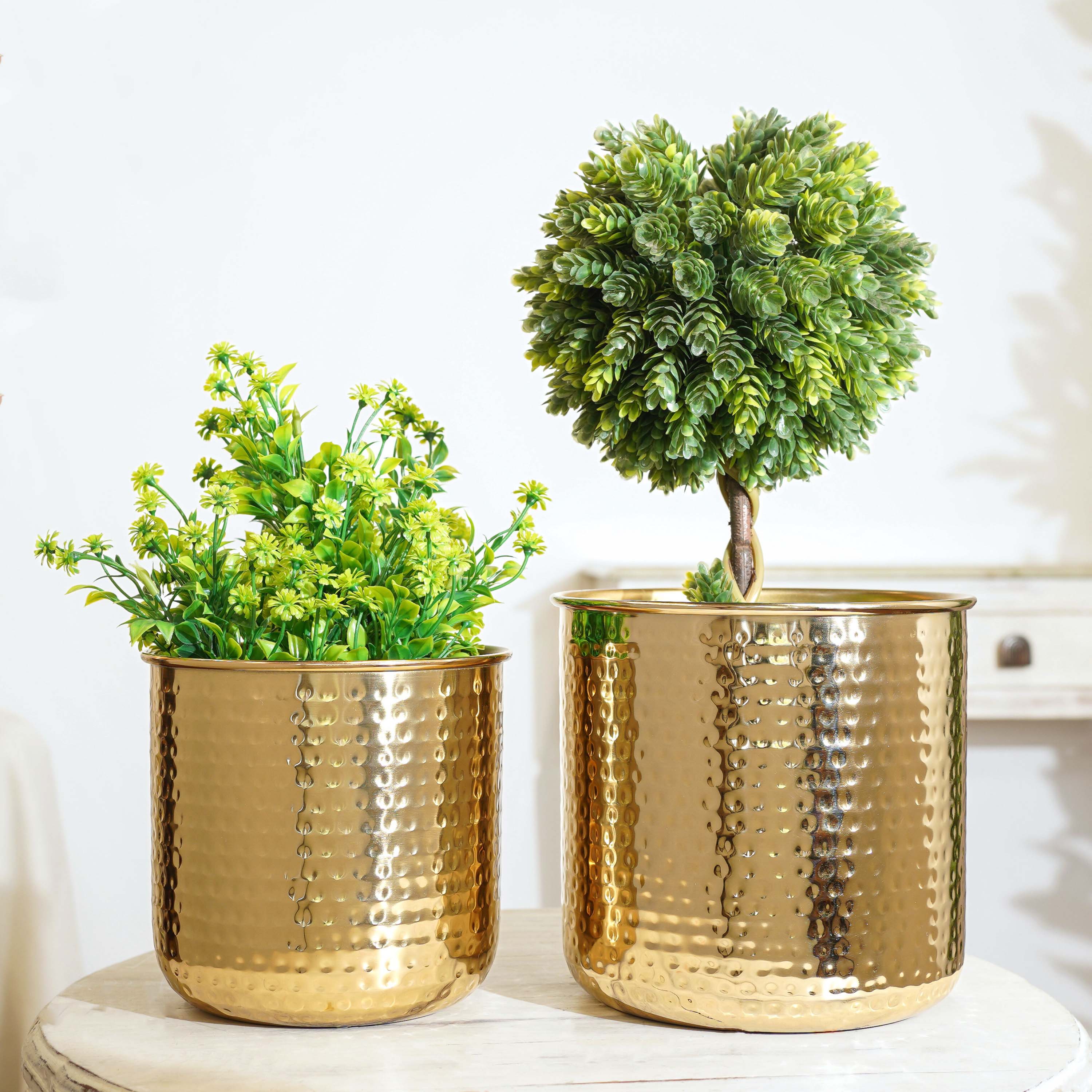 Hammered Metal Planter, Set (Pot Only)