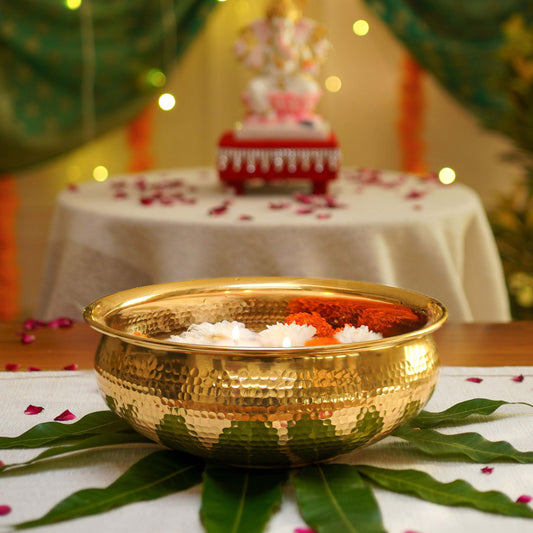 Classic Metal Hammered Urli, Gold