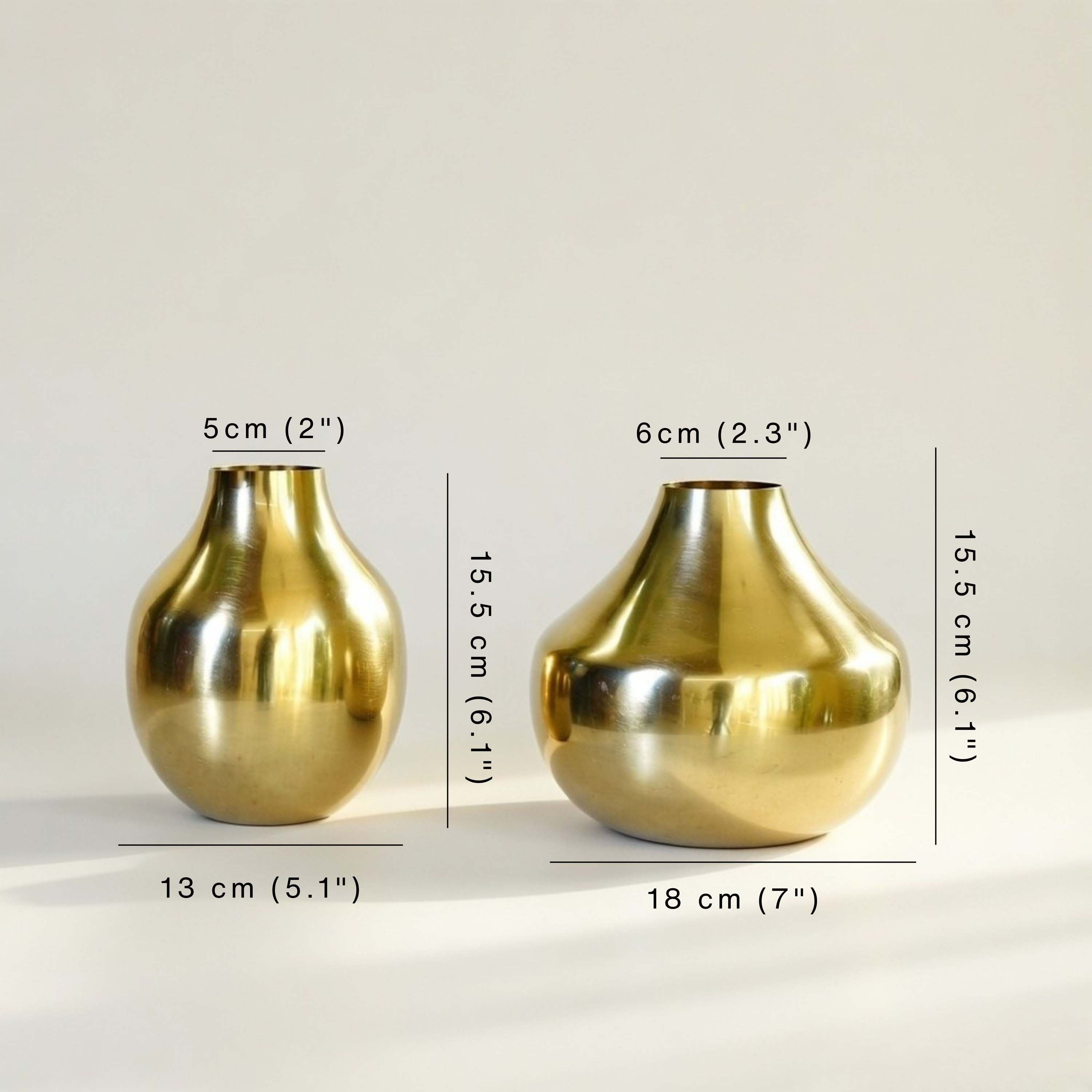 Golden Metal Flower Vase Set of 2