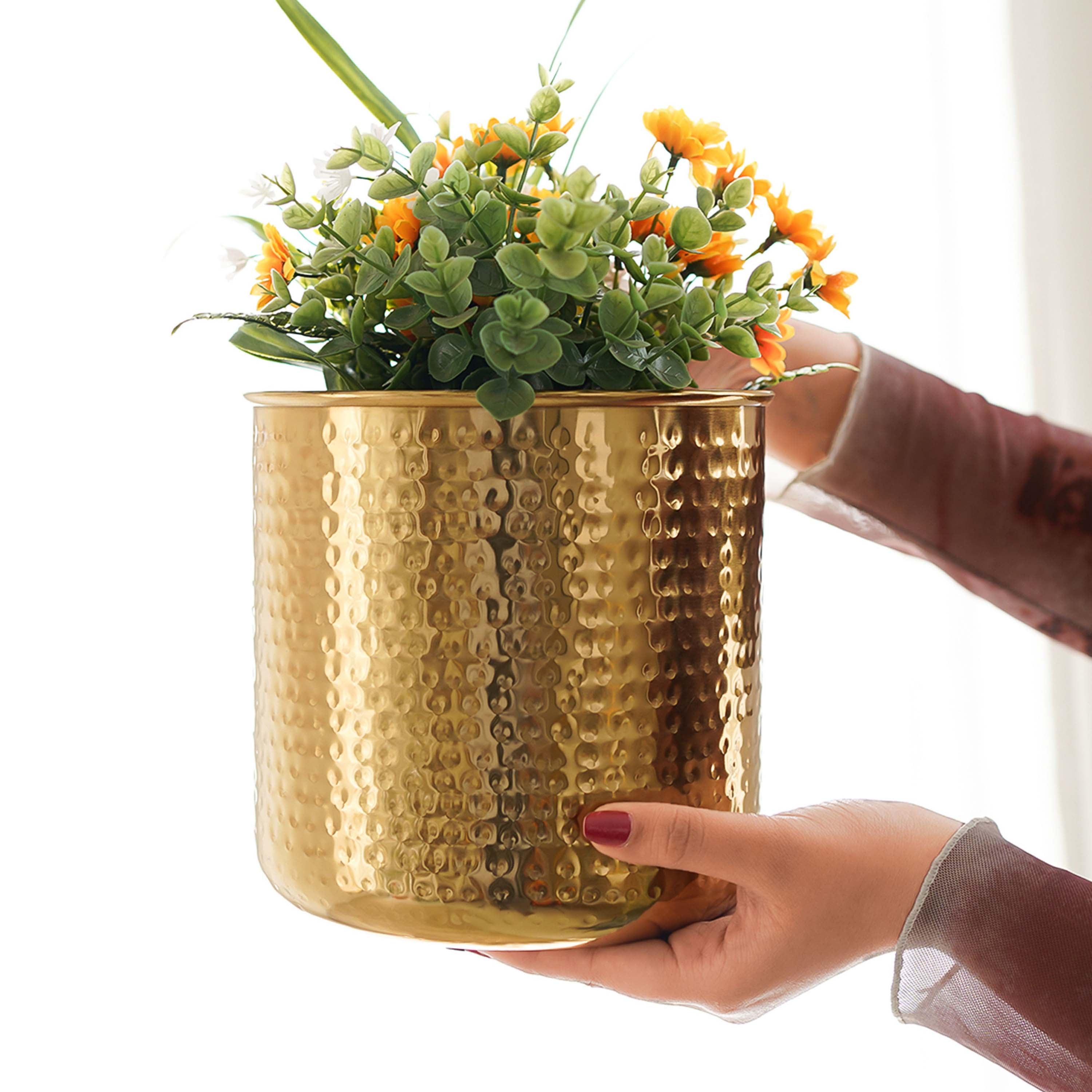 Hammered Metal Planter, Set (Pot Only)