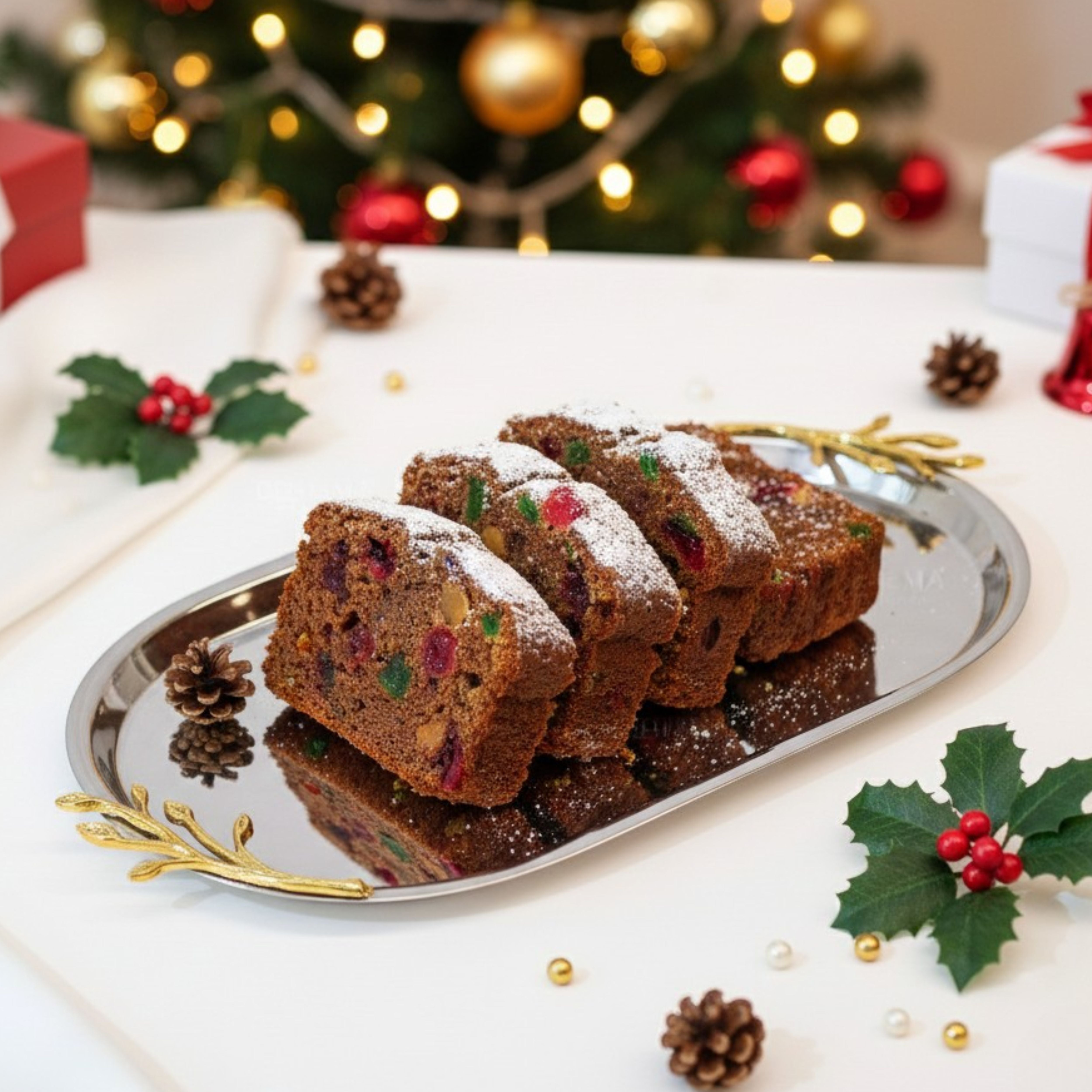 SS Tray with Brass Branch