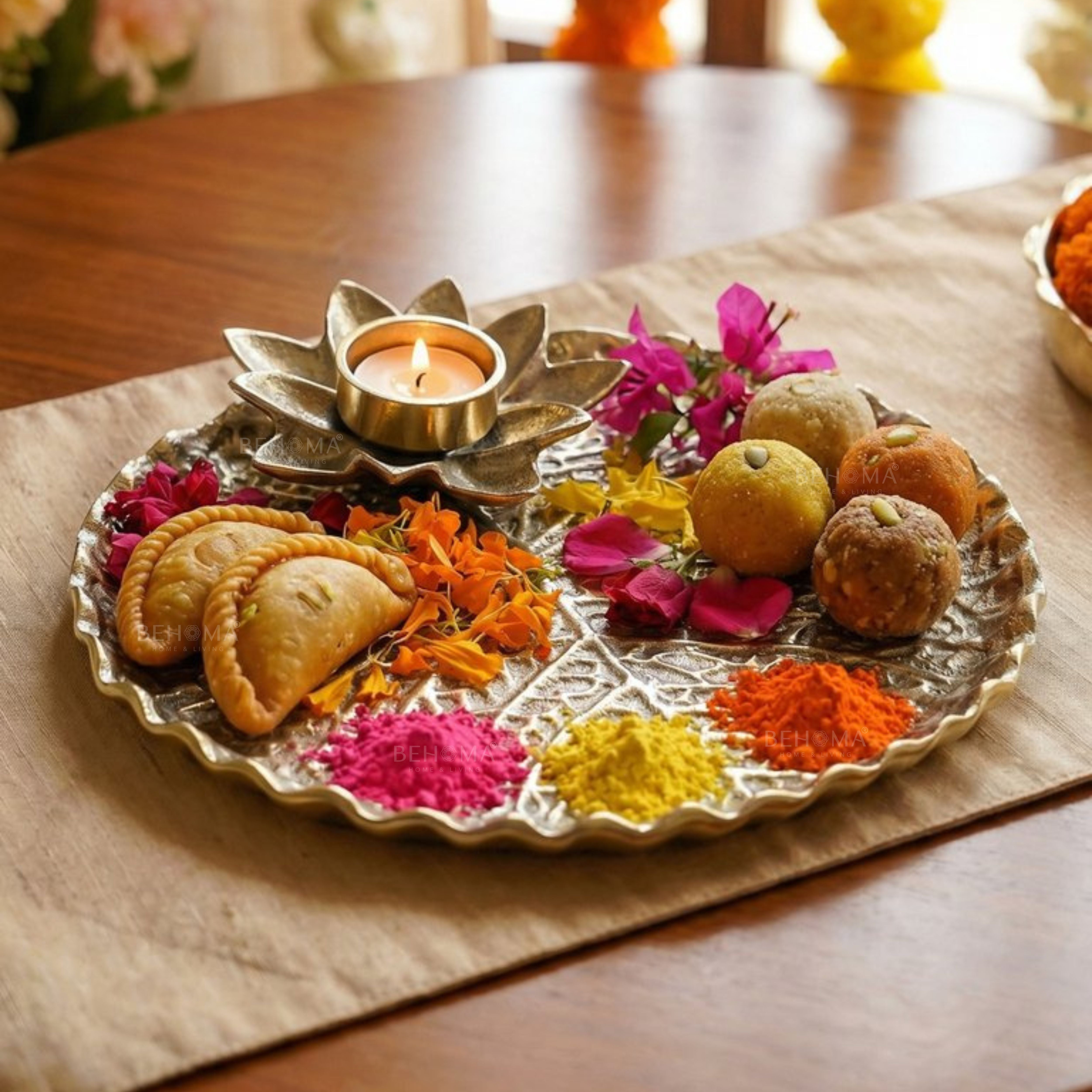 Lotus Leaf Metal Thali