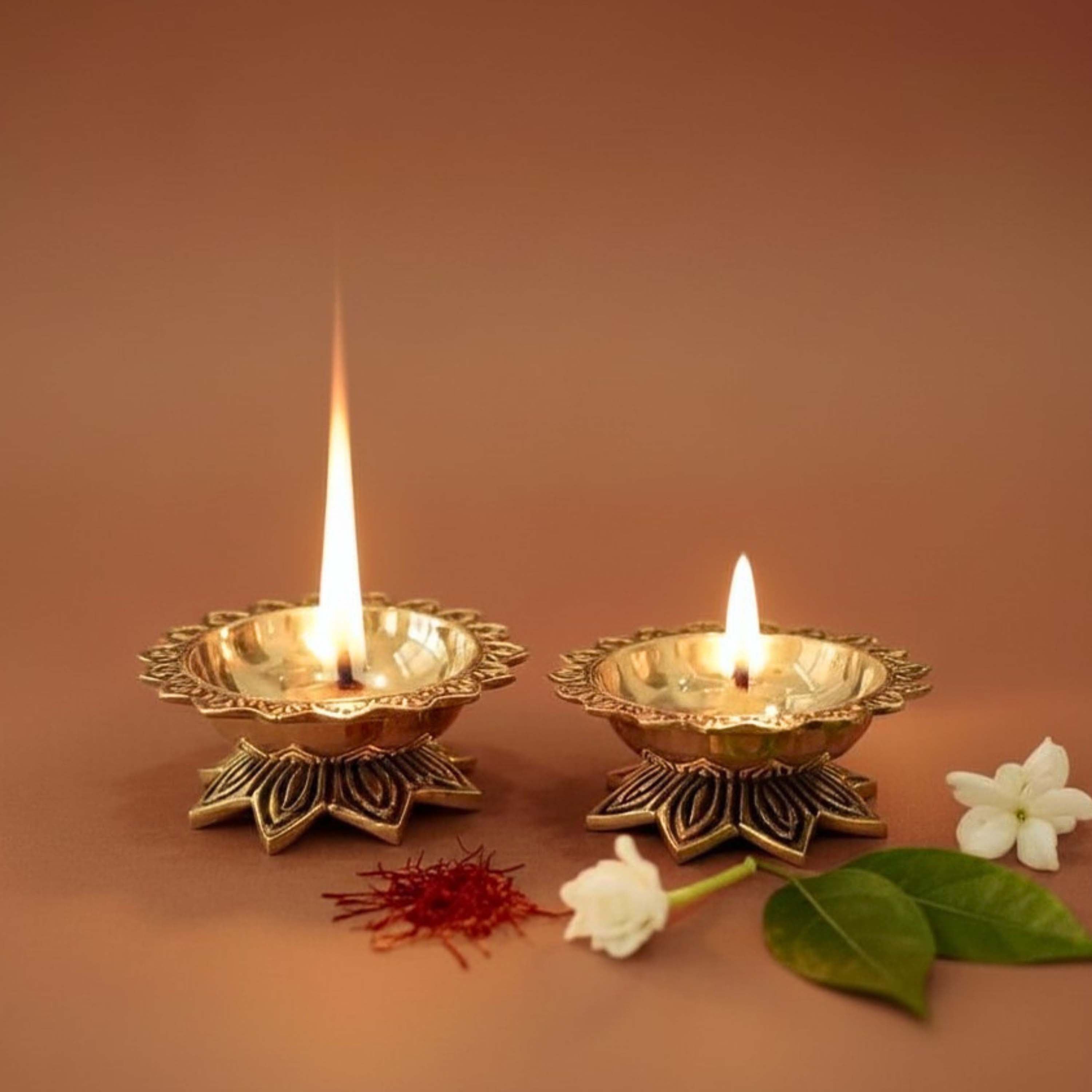 Brass Padma Diyas set