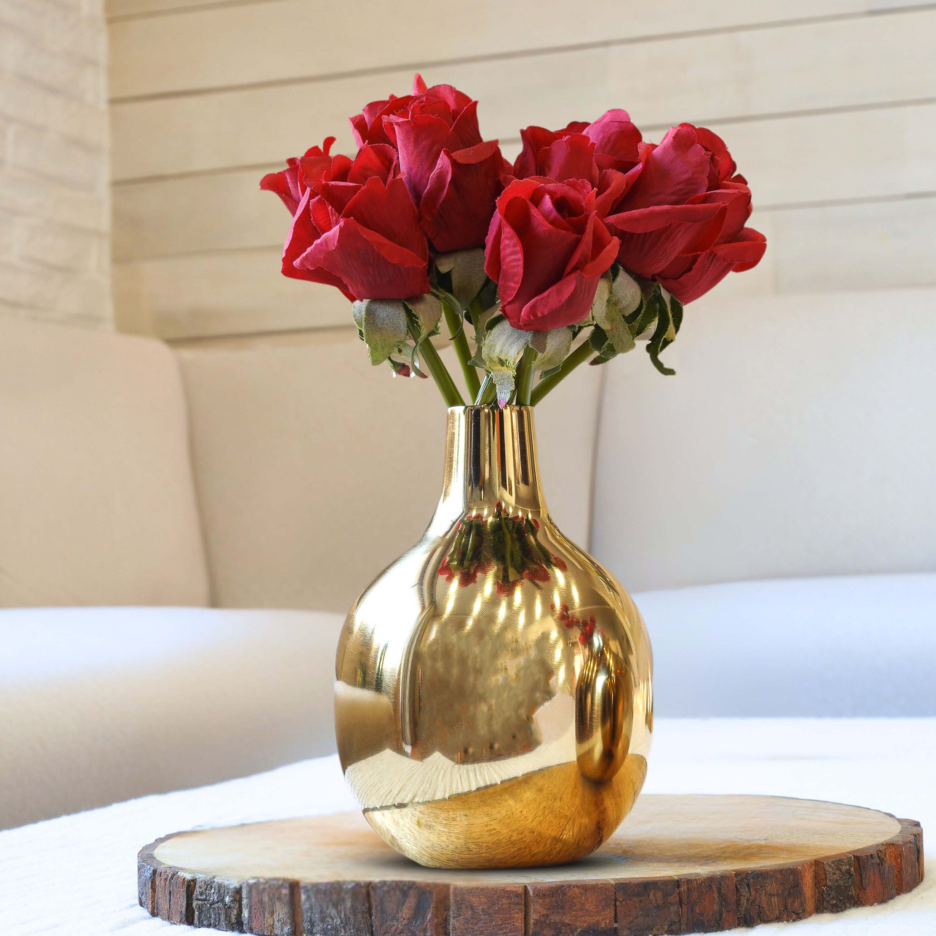 Golden Metal vase, Medium