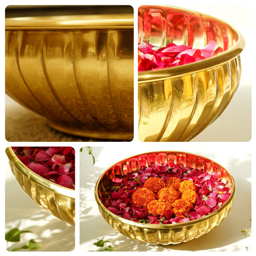 Decorative urli bowl Diwali, Decor urli bowl, metal urli set, floating flower urli, Diwali Gift, Diwali Gifts, Golden Urli for Diwali decor, housewarming gifts