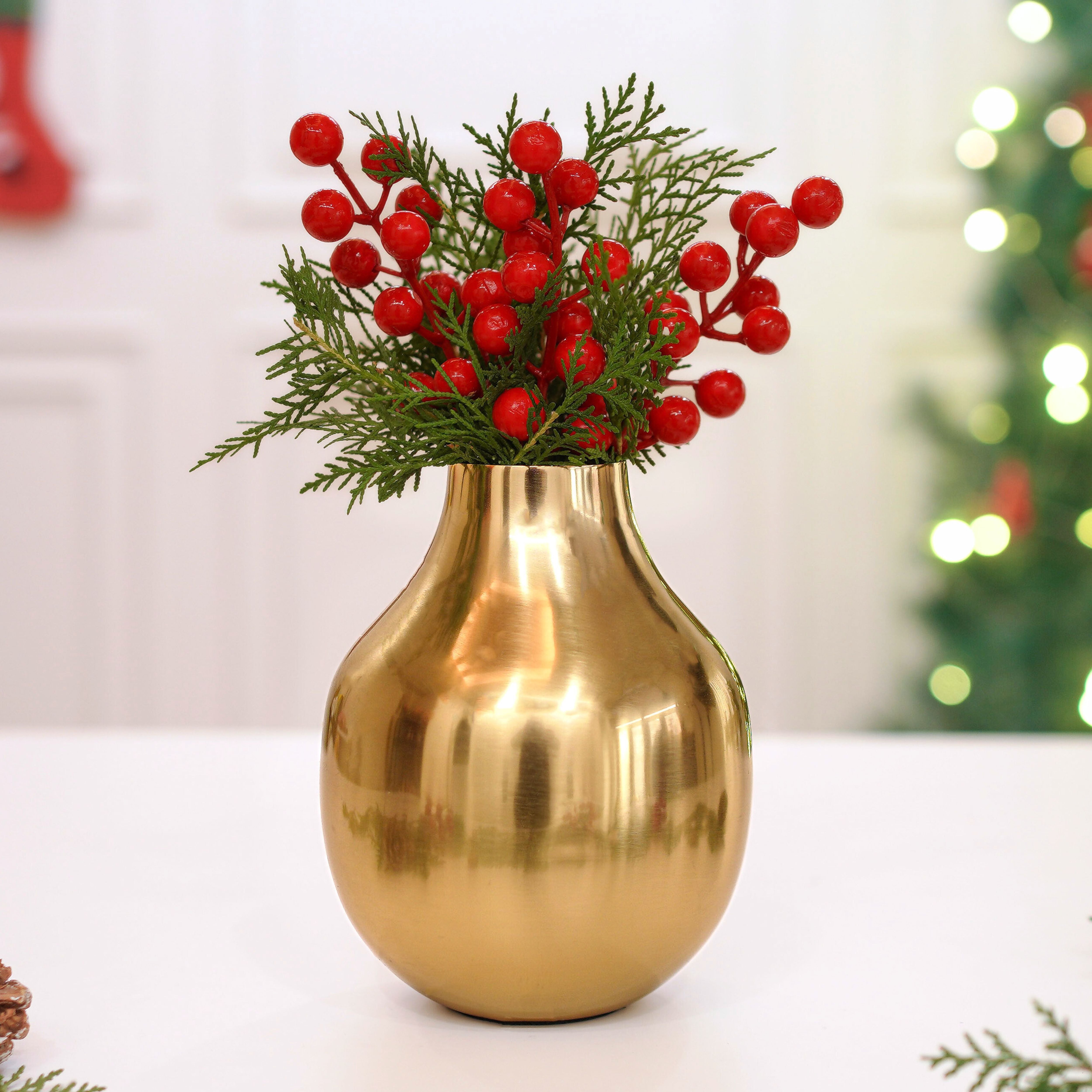 Golden Metal Flower Vase