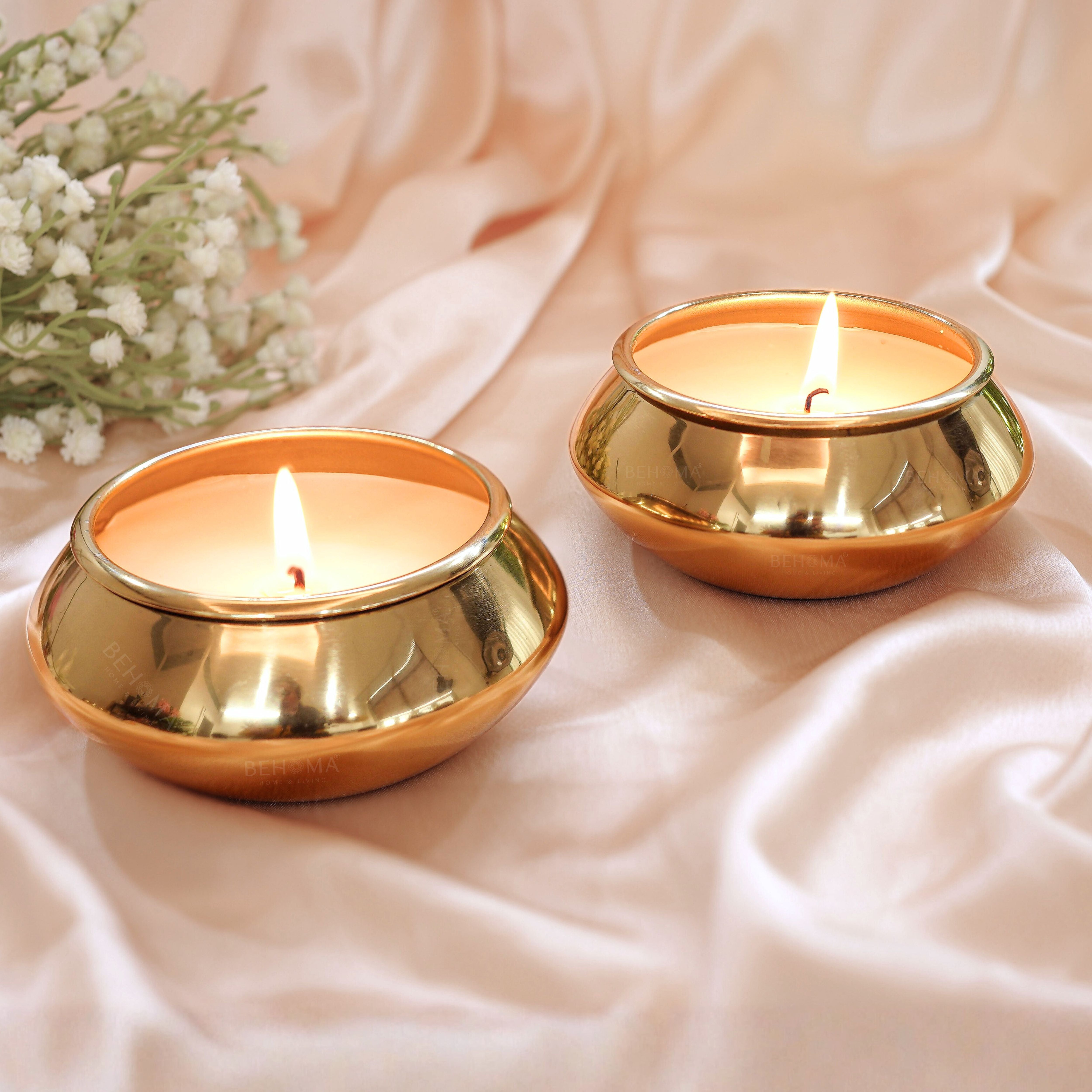 Metal Pebble Pot Scented Candle, Set