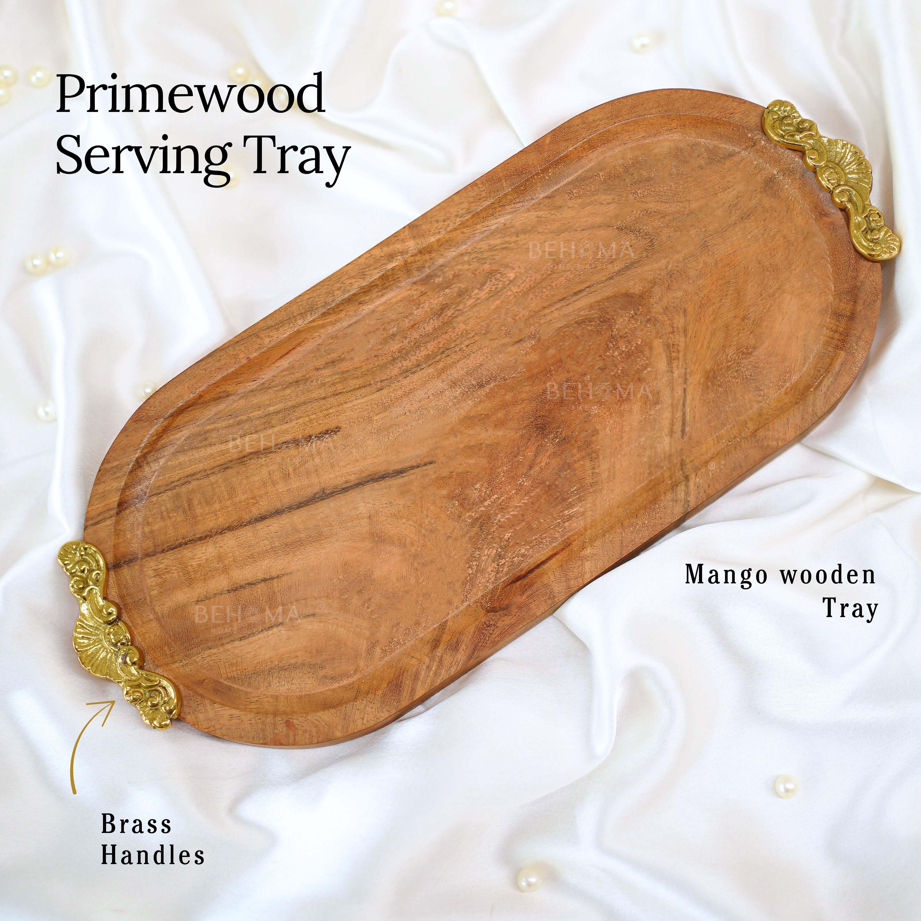 Wood & Brass Tray, Large