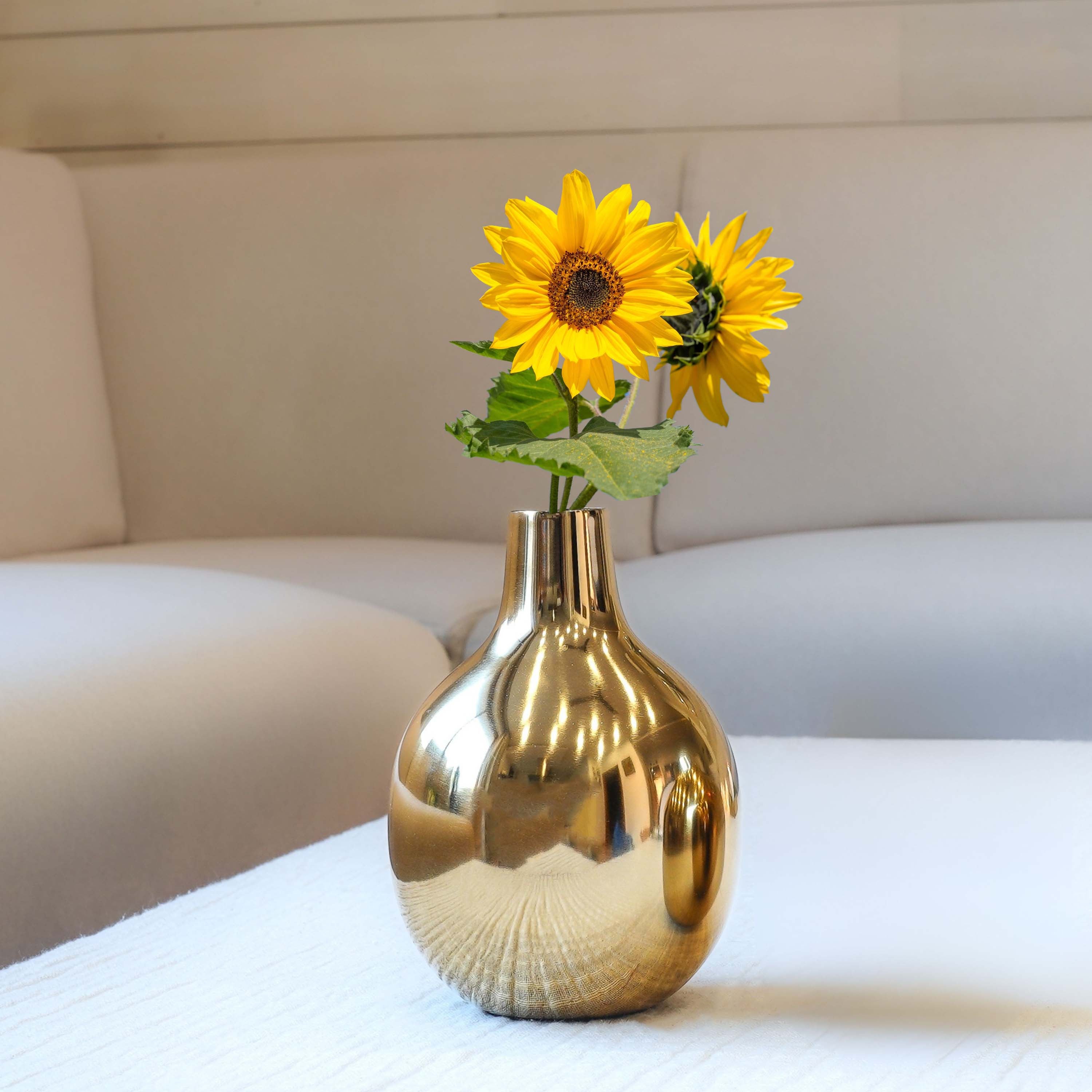 Golden Metal vase, Medium