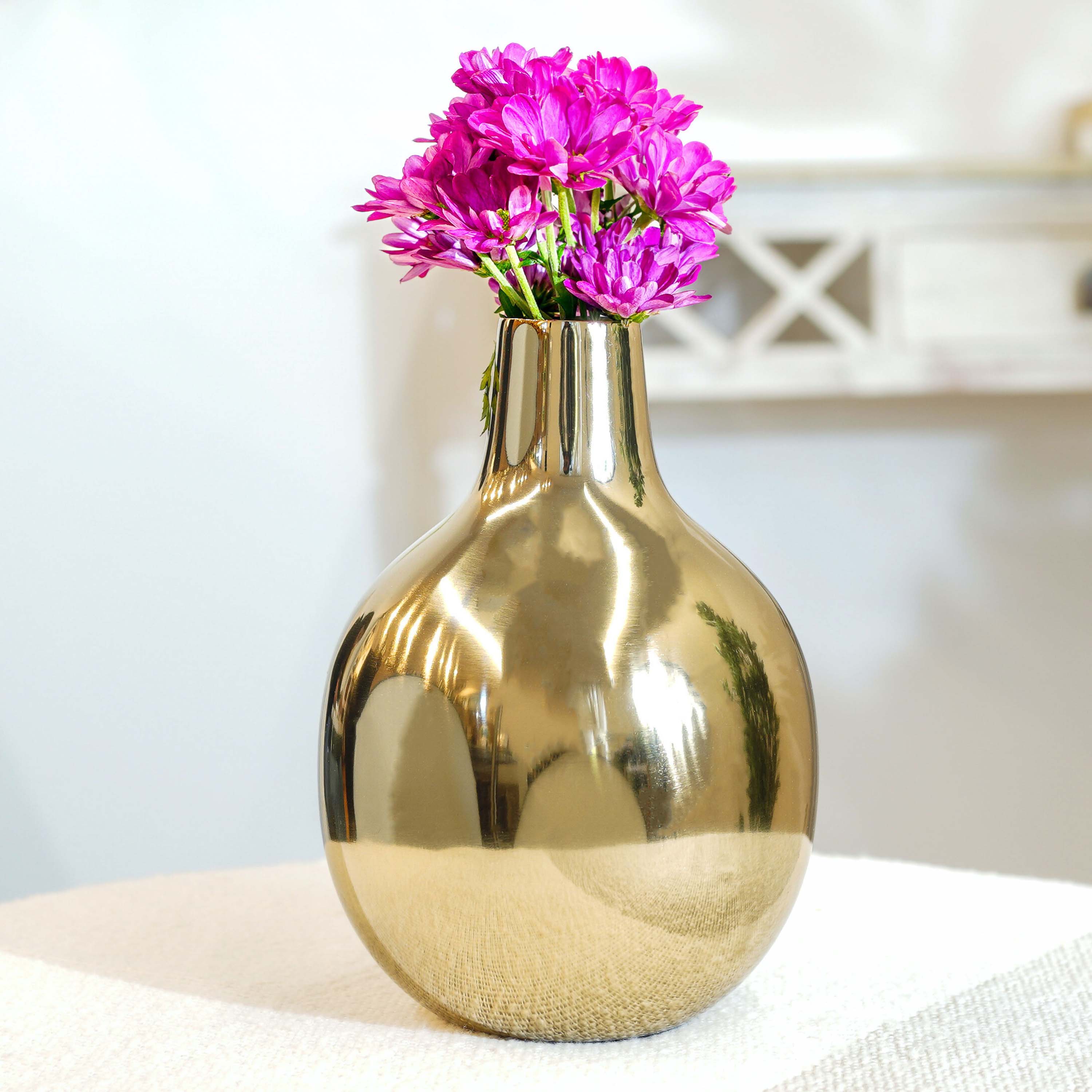 Golden Metal vase, Medium