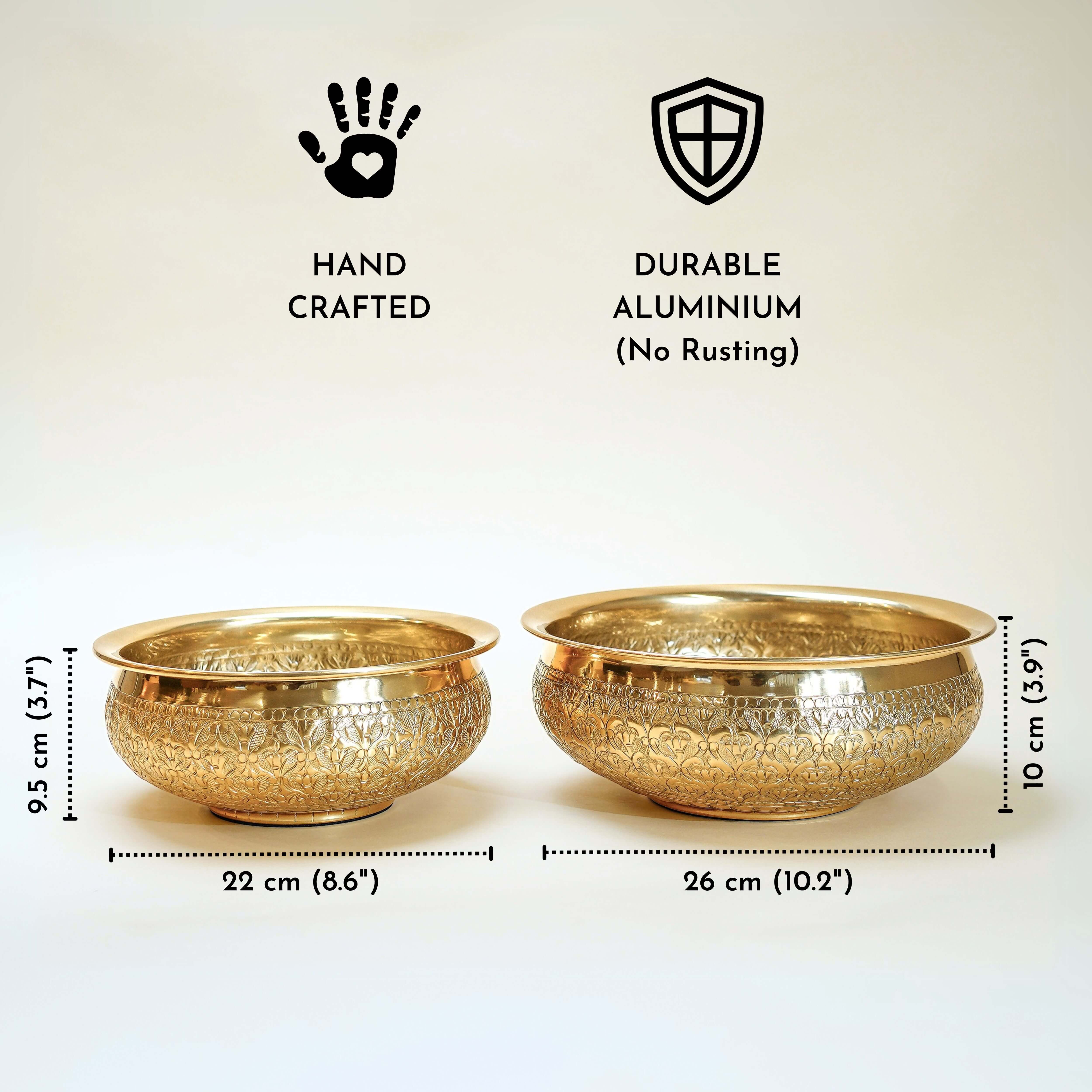 Metal Urli, Metal urli bowl, Traditional urli bowl, Floating flower urli, Decorative urli bowl