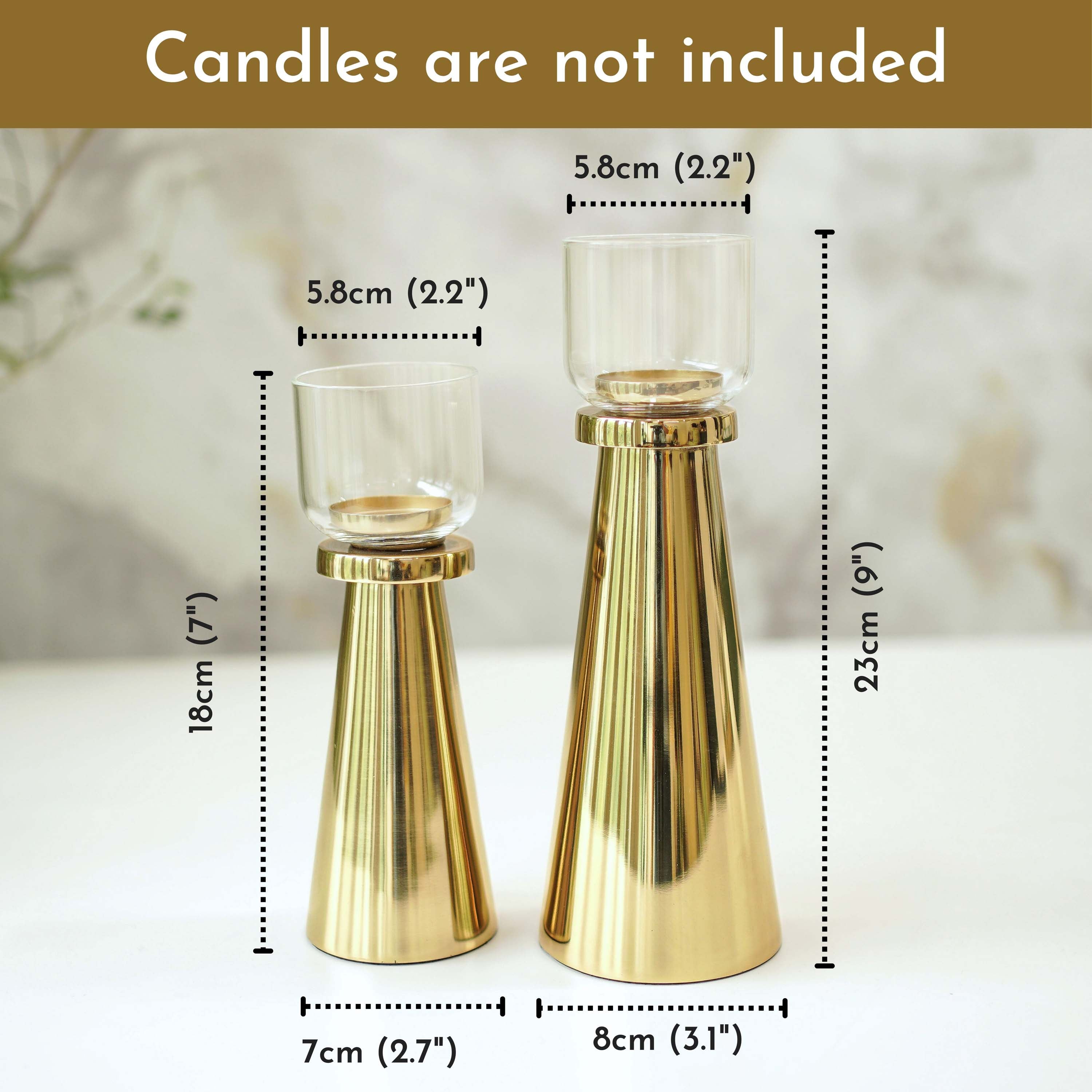 Metal T-light Holder, Set of 2 - Gold