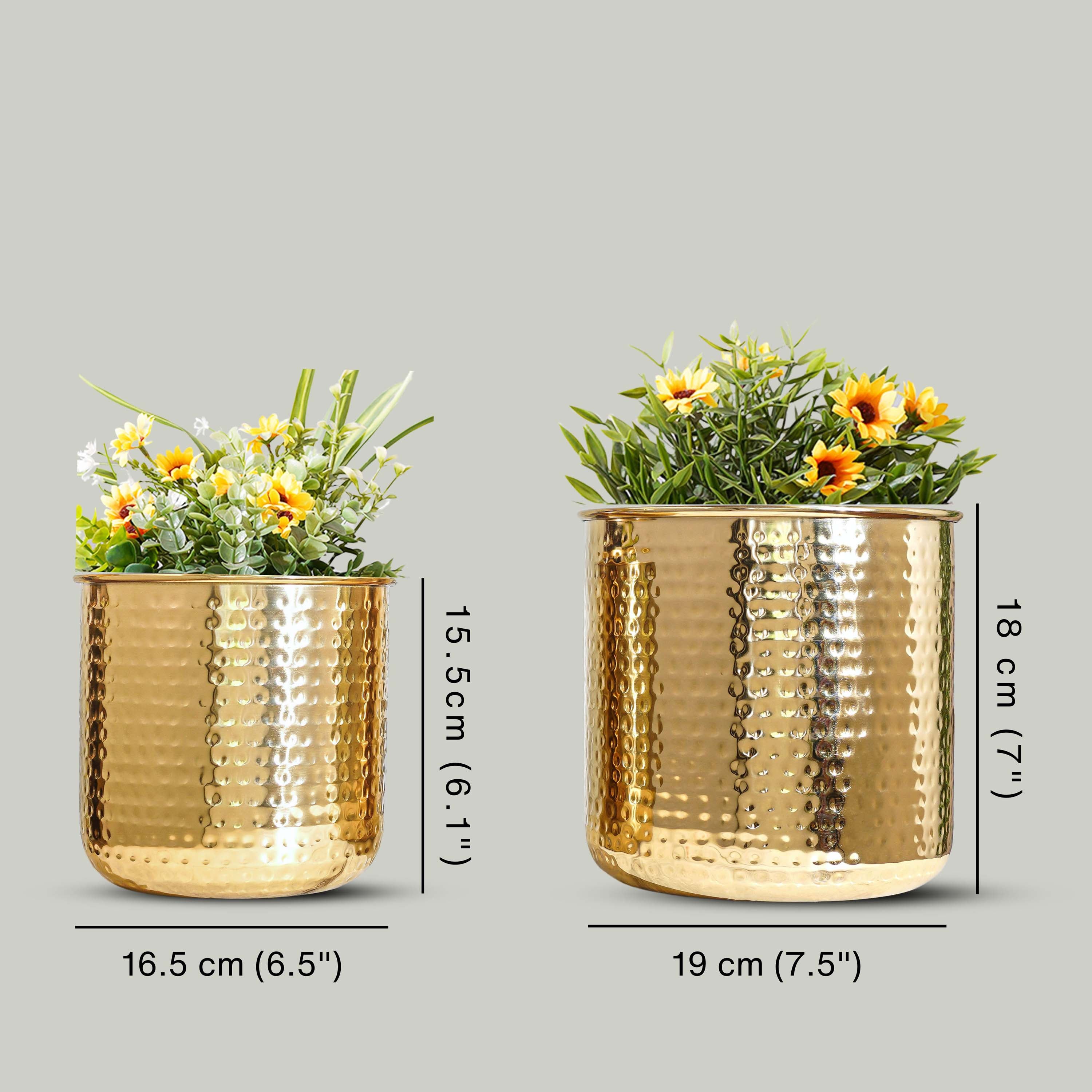 Hammered Metal Planter, Set (Pot Only)