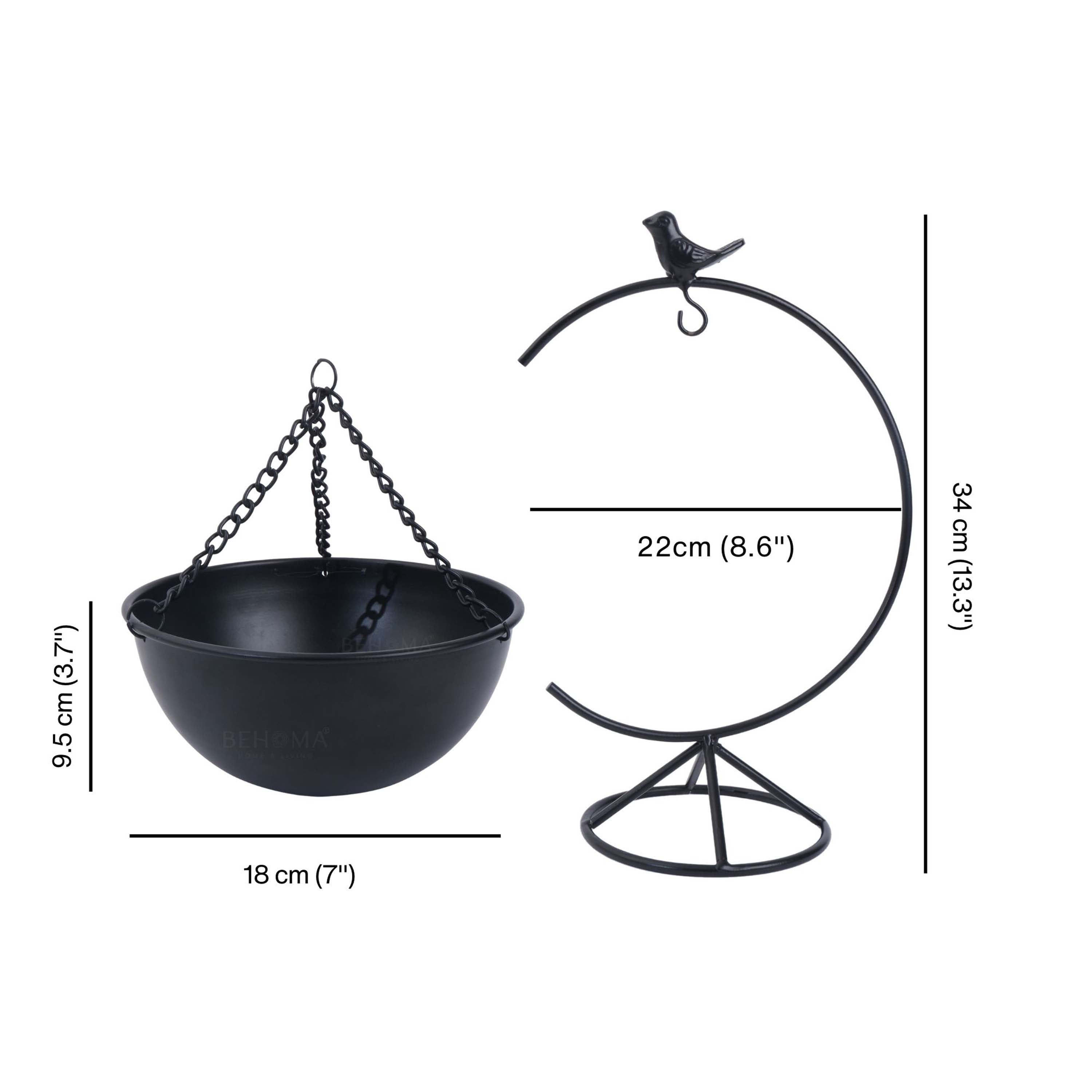 Bird Metal Planter, Black (Planter Only)