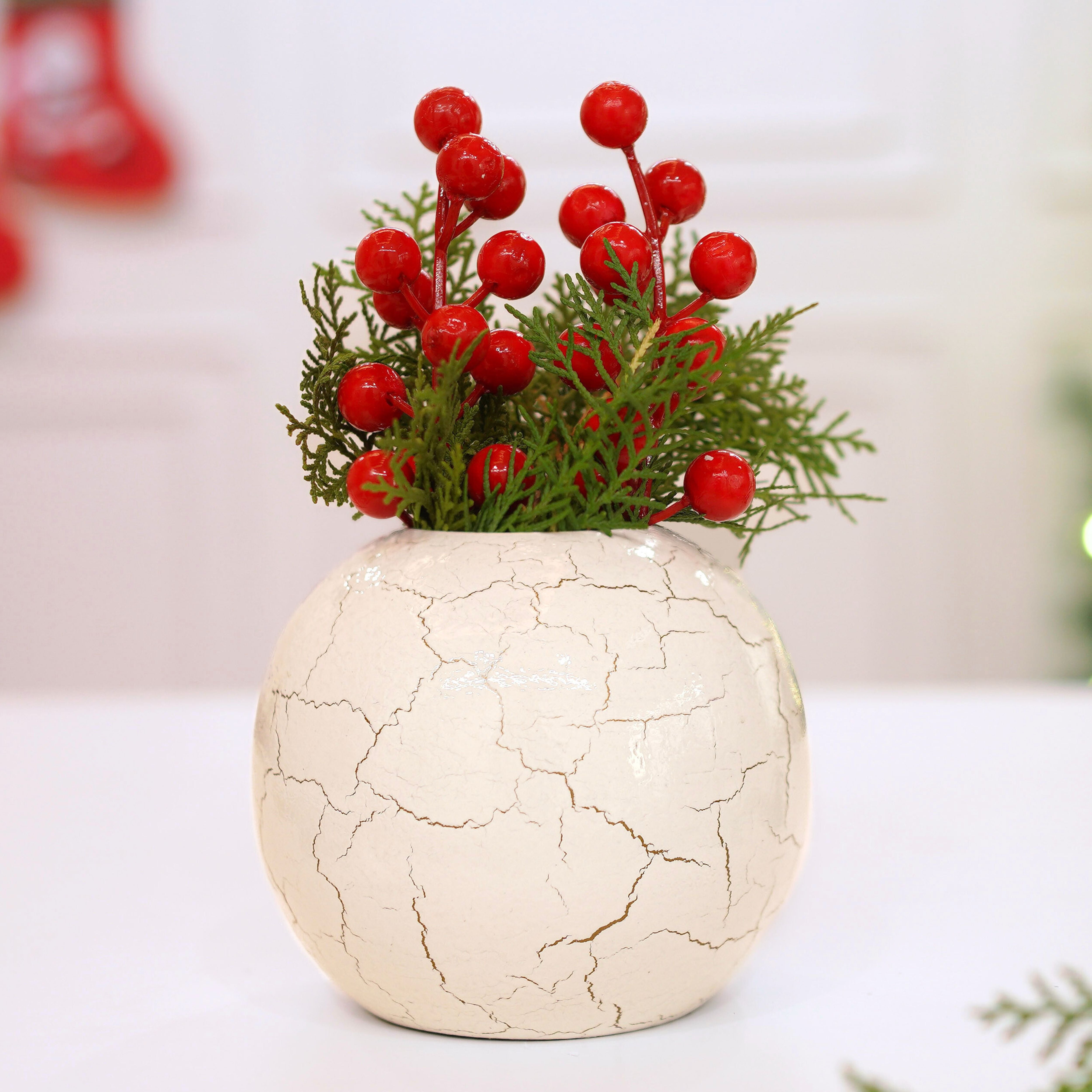 Metal Flower Vase | White