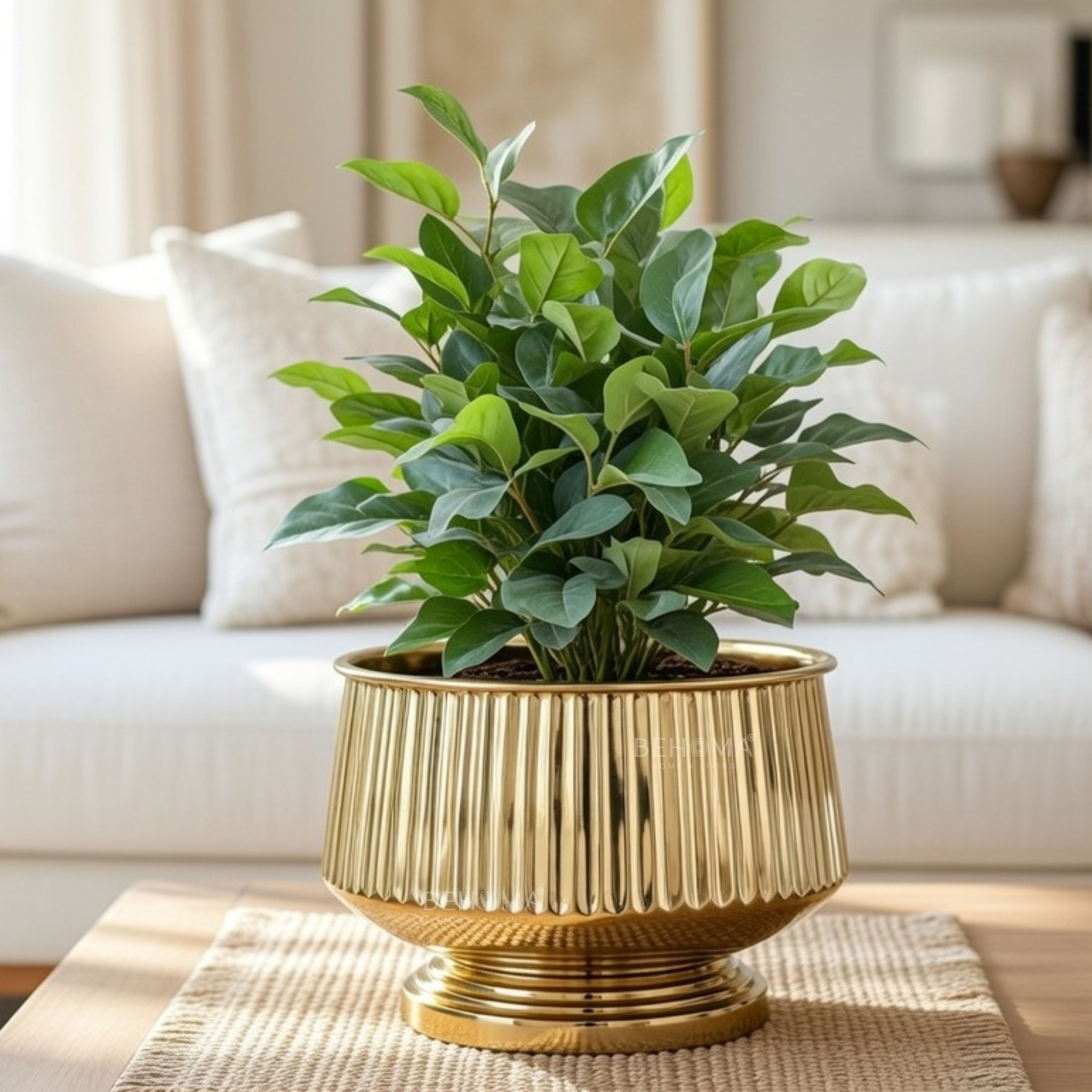 Pedestal Fluted Metal Planter (Pot Only)