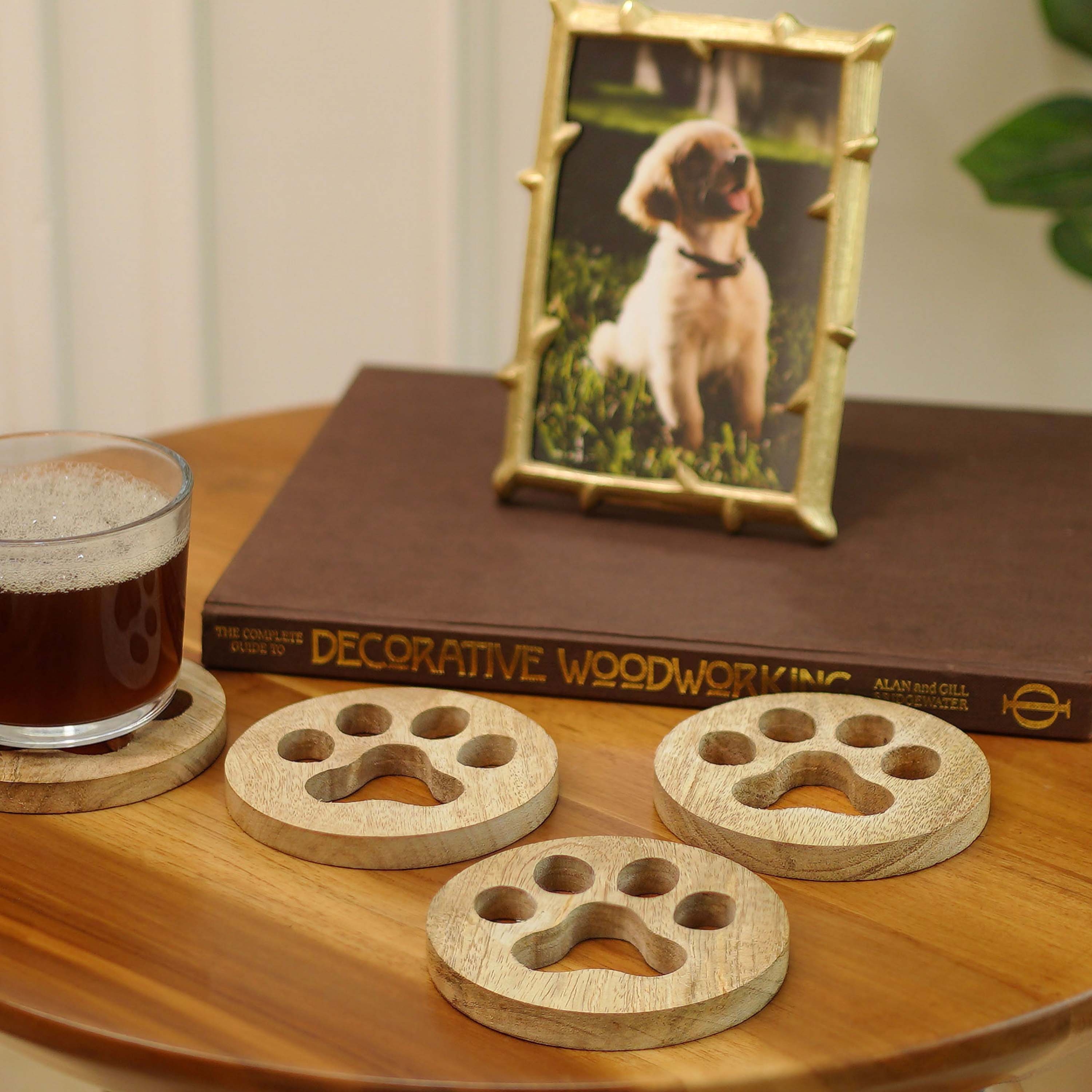 Woody Paw Print Coaster Set