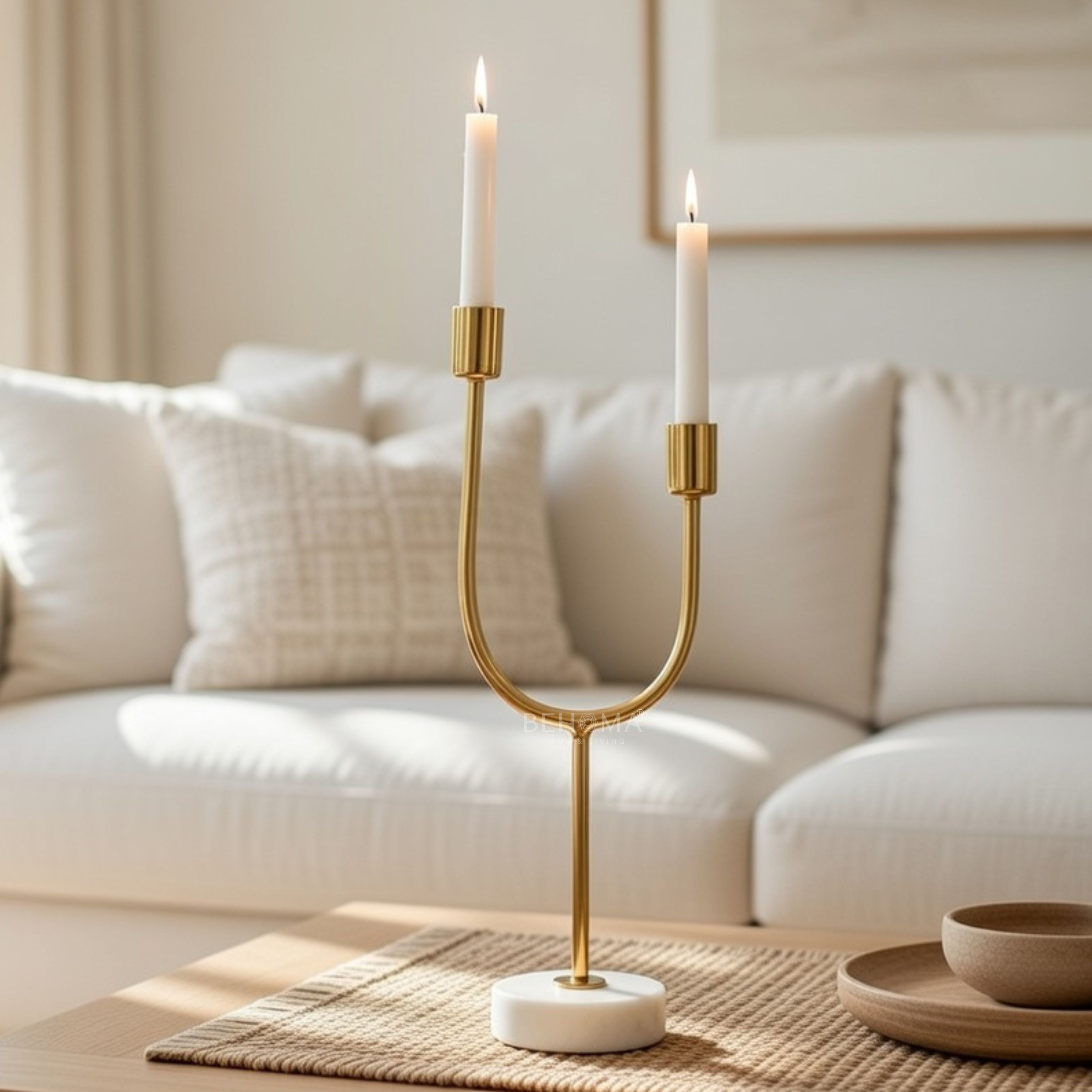 Golden Arc Dual Candle Holder