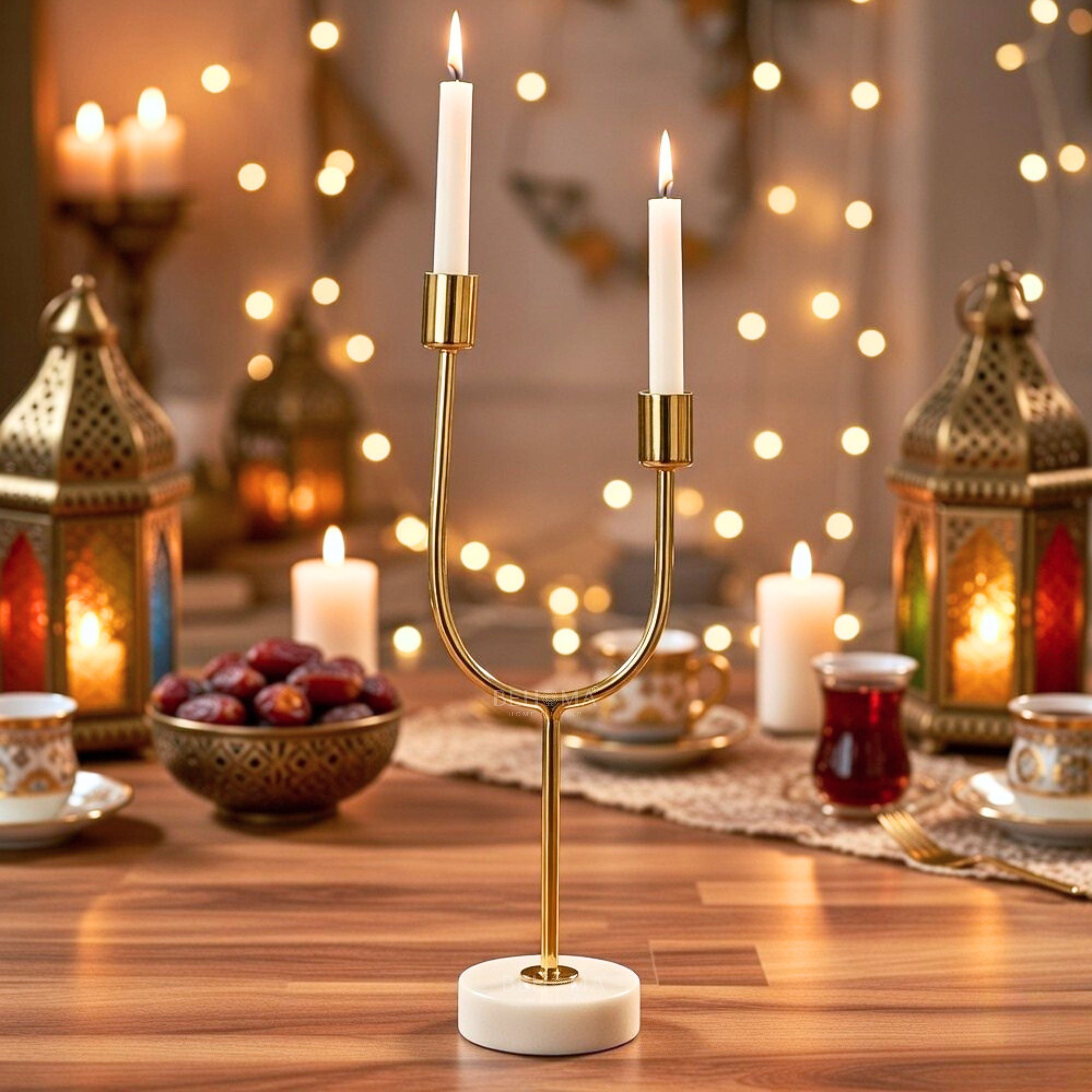 Golden Arc Dual Candle Holder