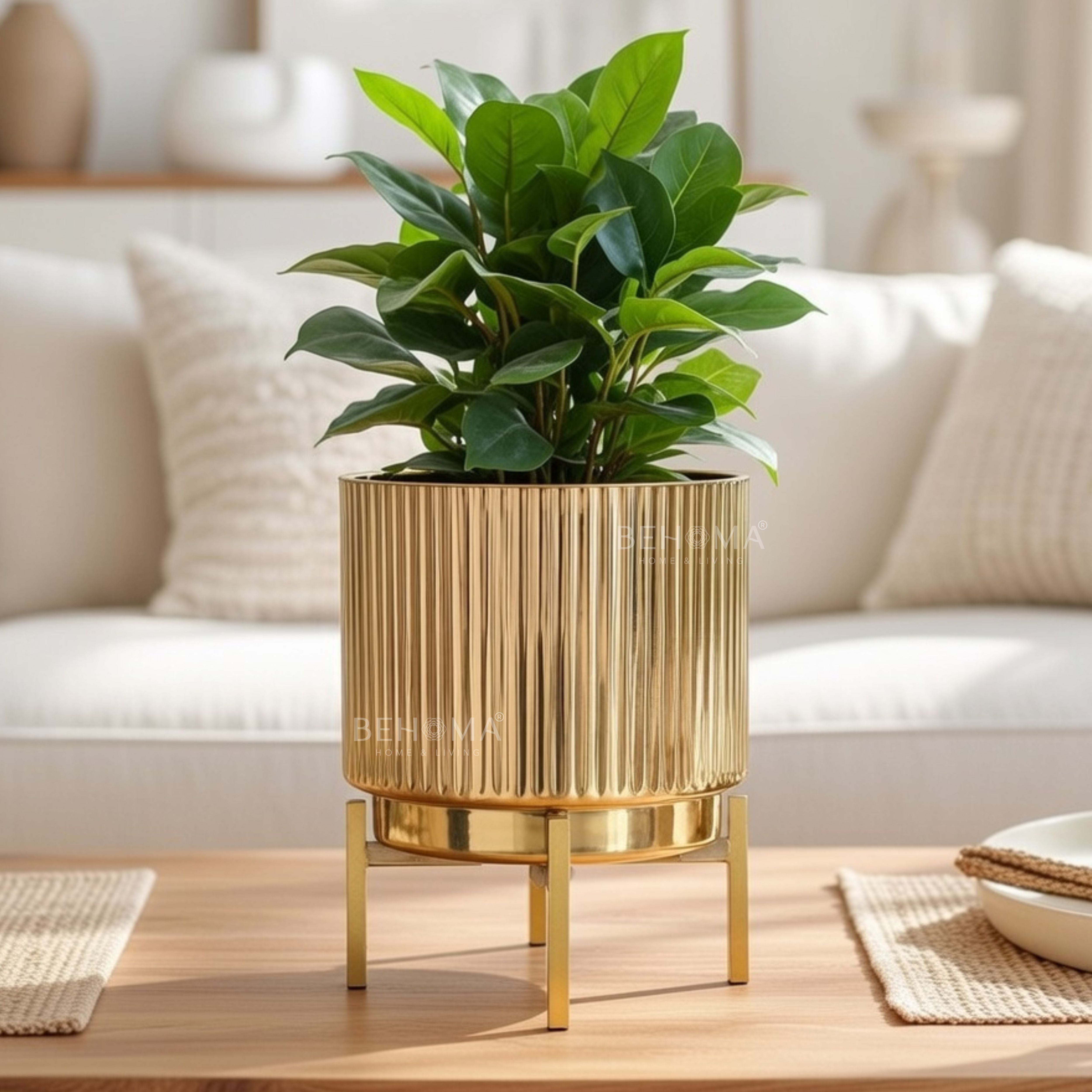 Fluted Metal Planter, Large (Planter Only)