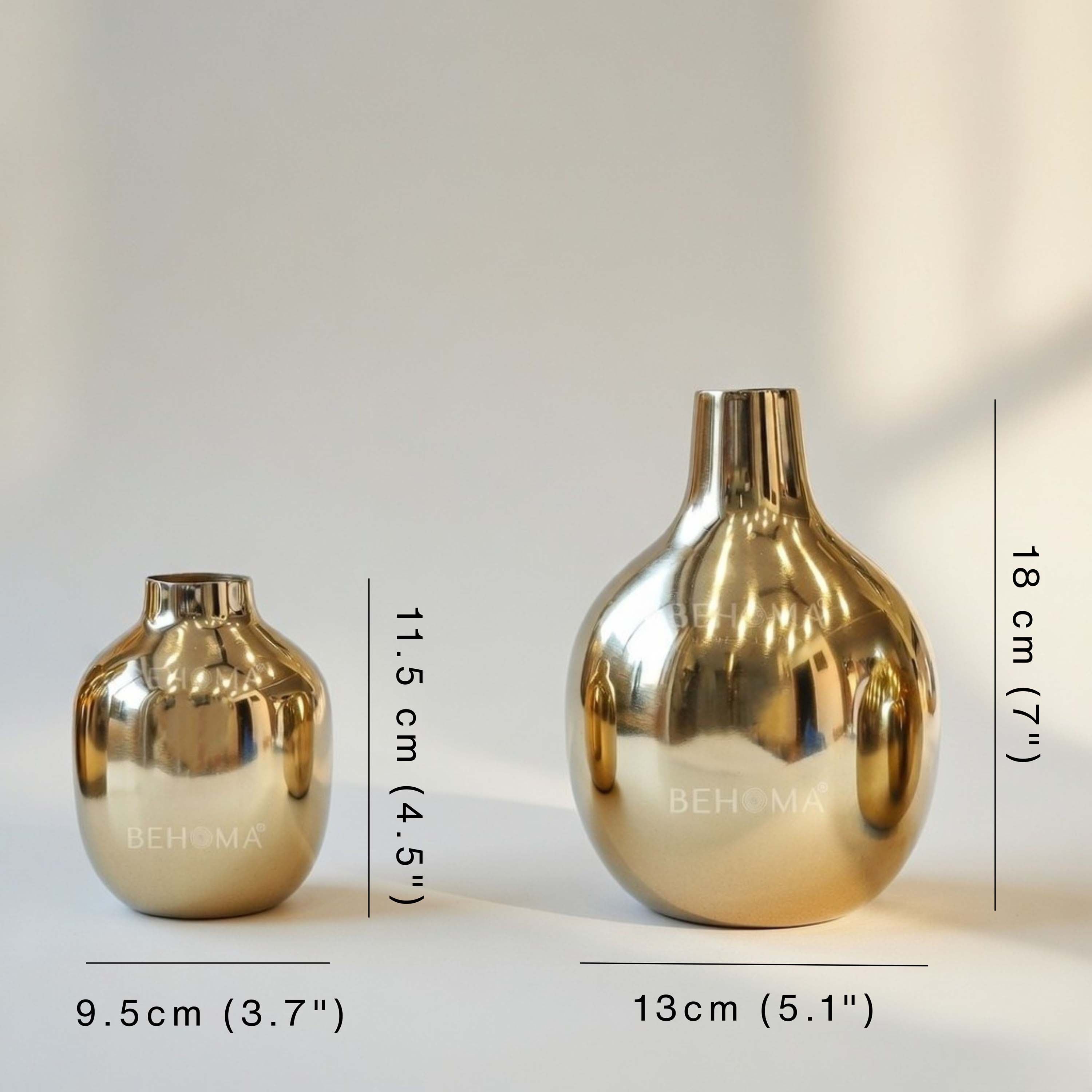 Golden Metal Flower Vase Set of 2