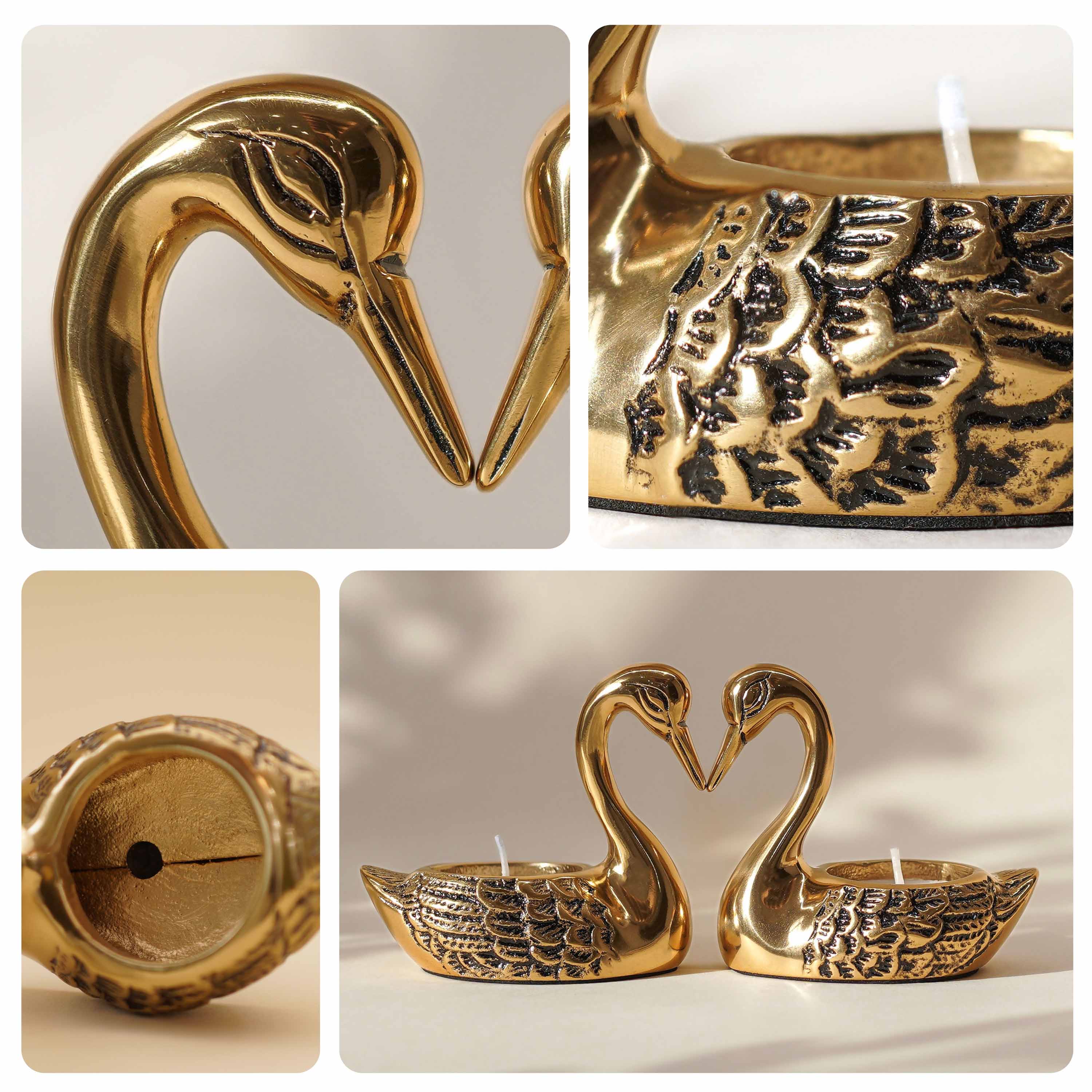 Metal Pair of Swans, T-light Holder