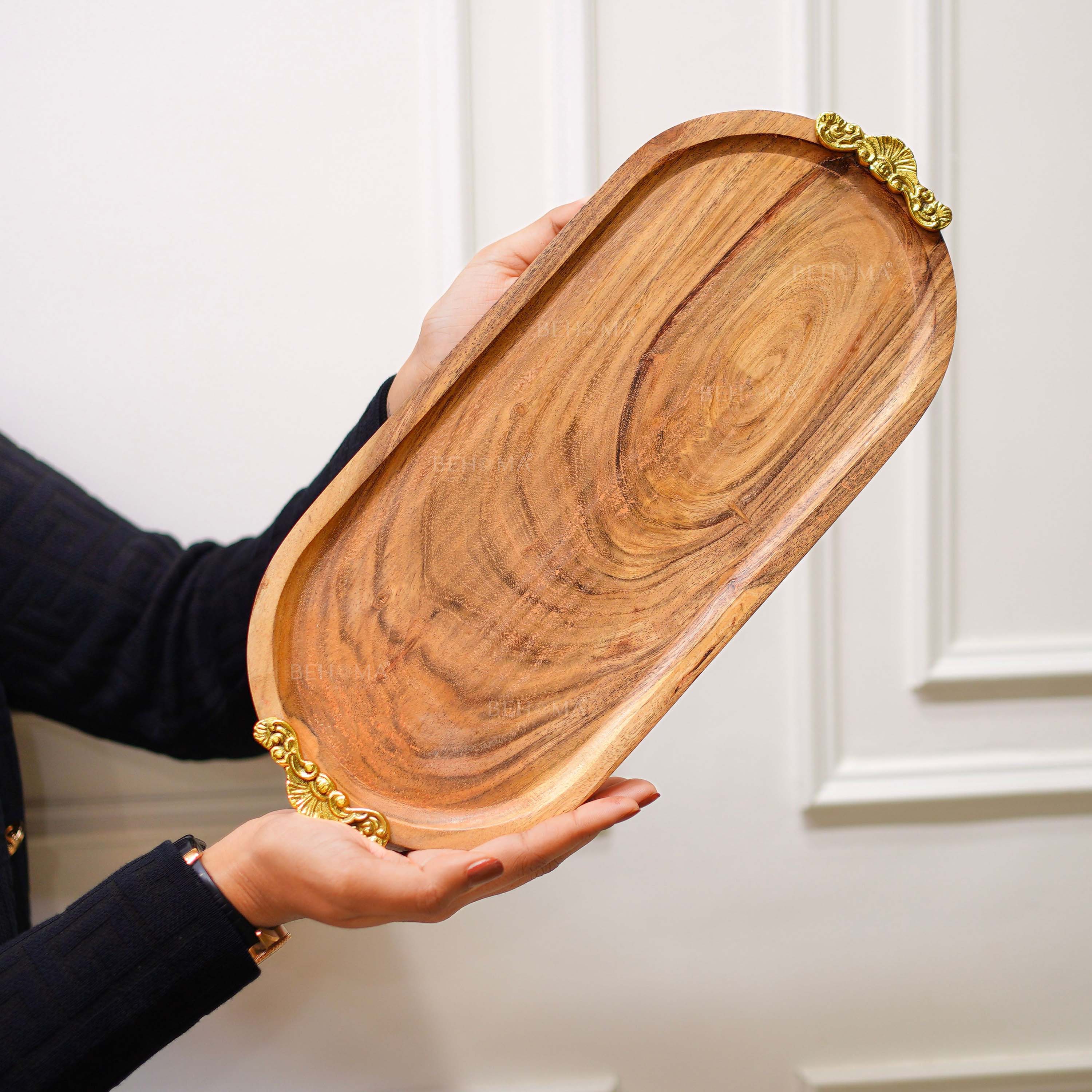 Wood & Brass Tray, Large
