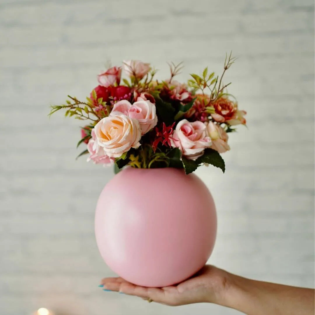 Metal Flower Vase Large | Pink - Behoma