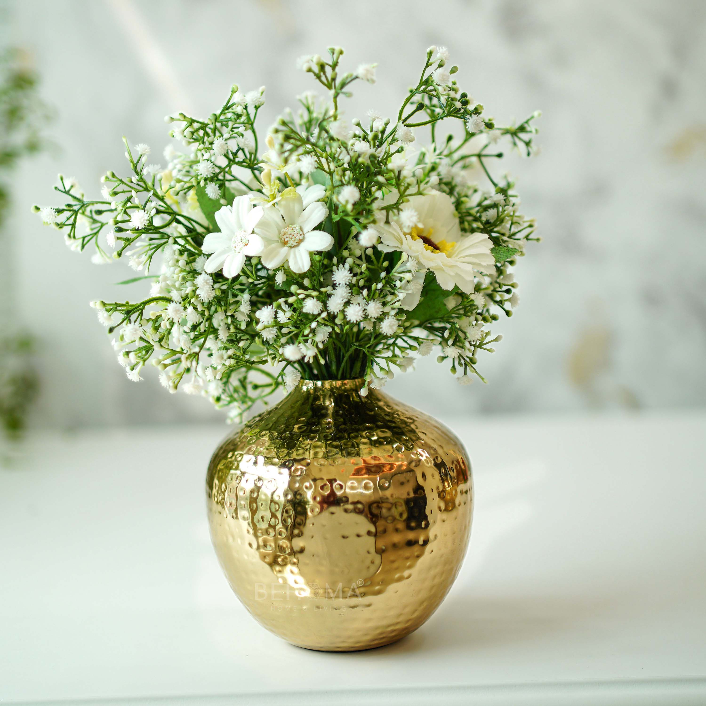 Hammered Metal Flower Vase