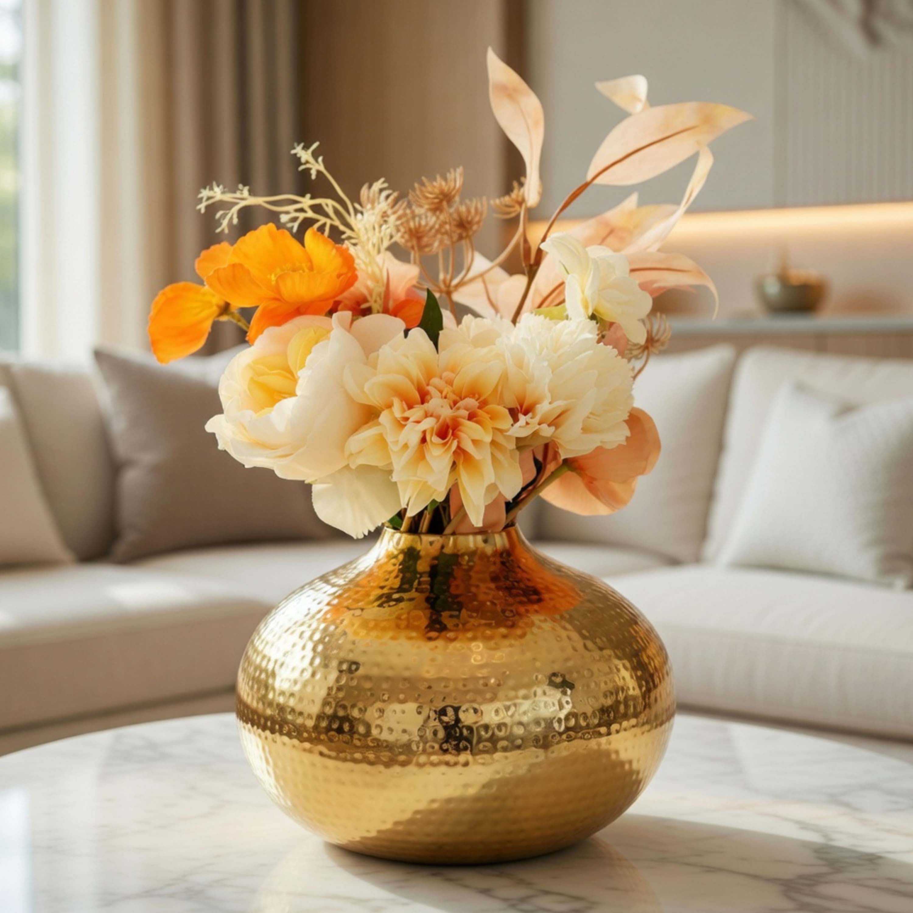 Hammered Metal Flower Vase