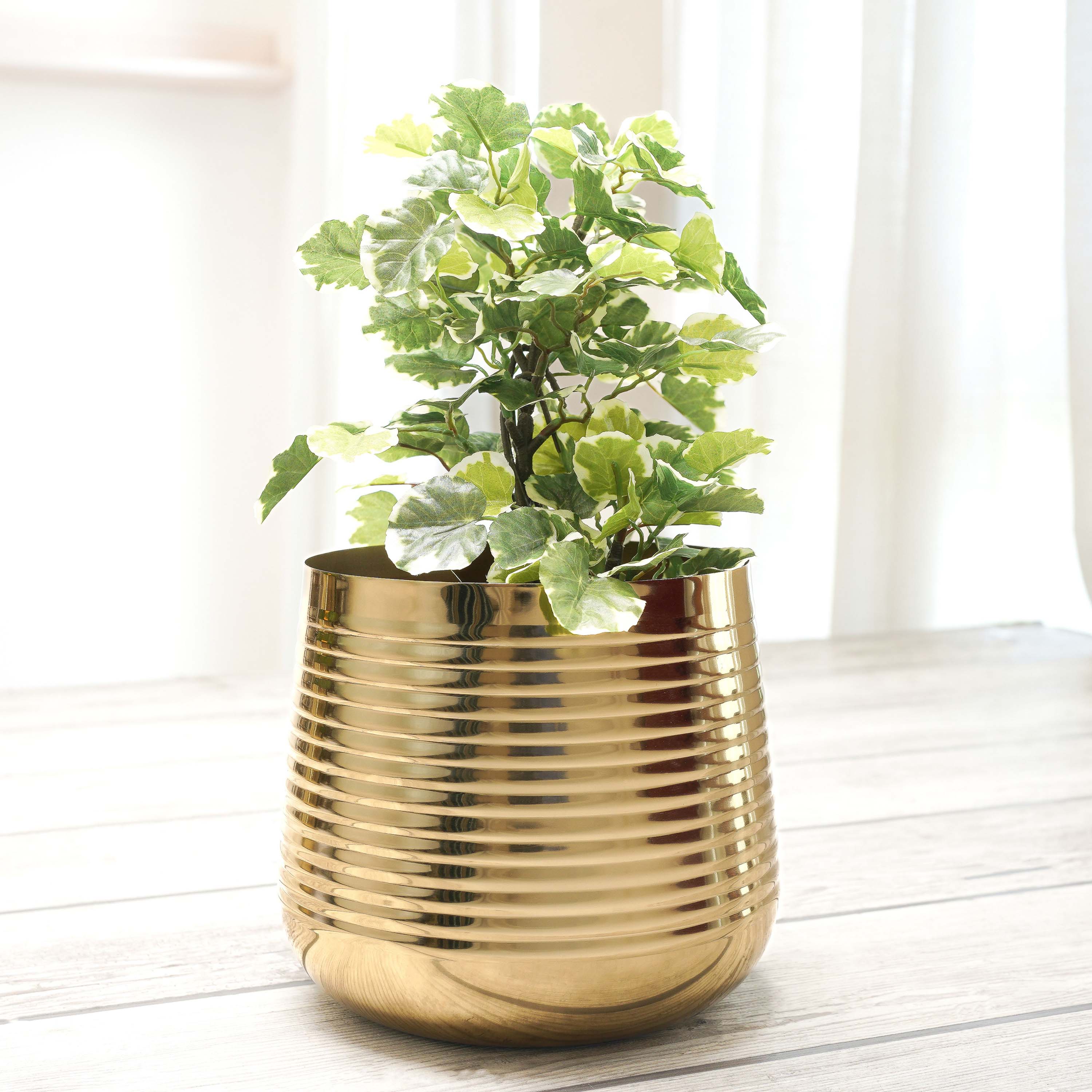 Metal Ribbed Planter, Large (Pot Only)