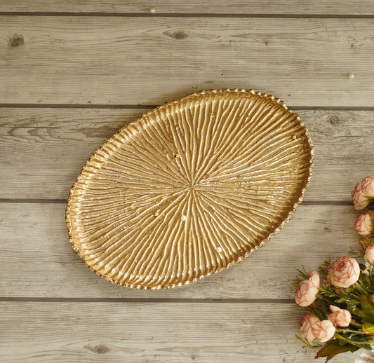 Aluminium Casted Sunburst Tray, Gold