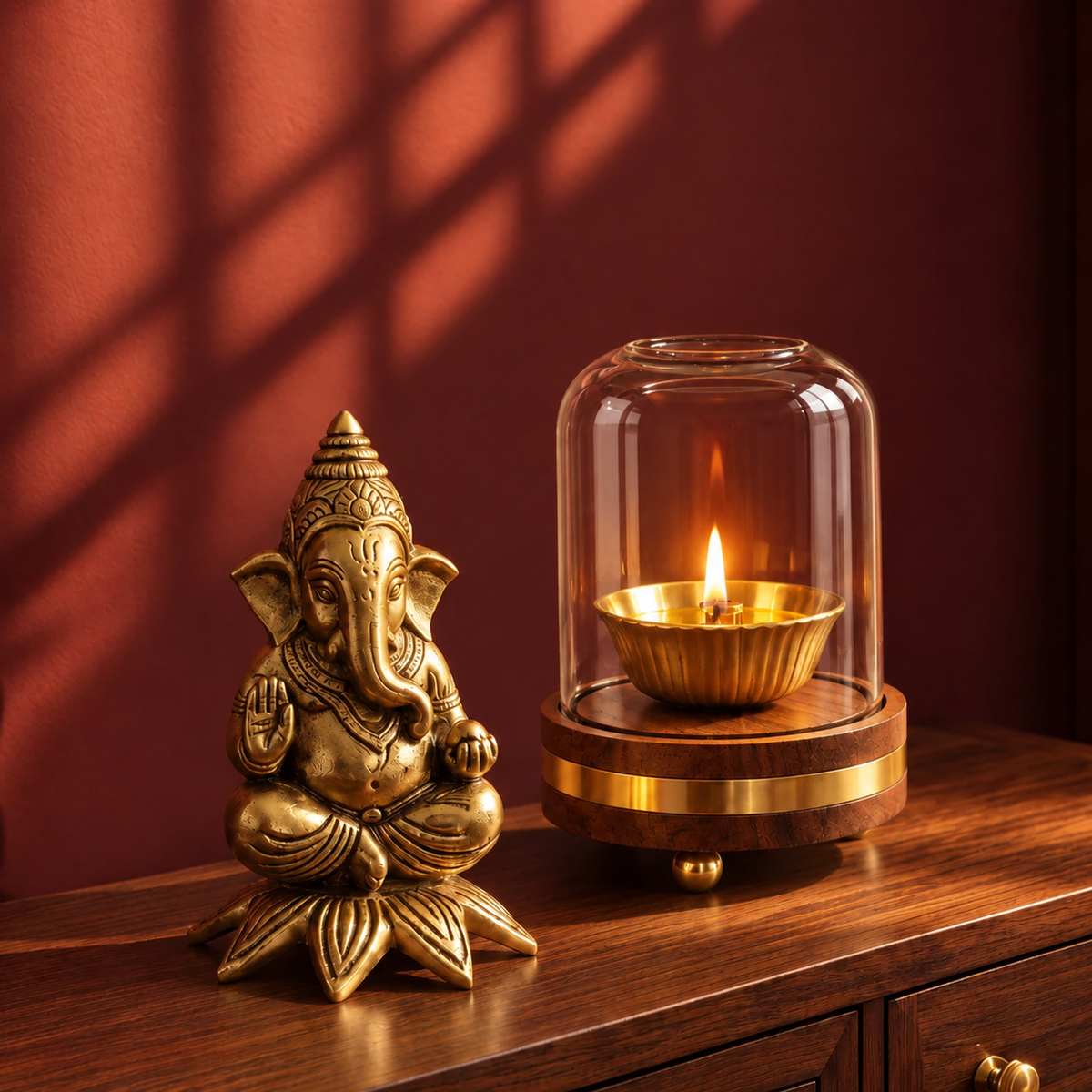 Divine Ganesha Akhand Diya Set